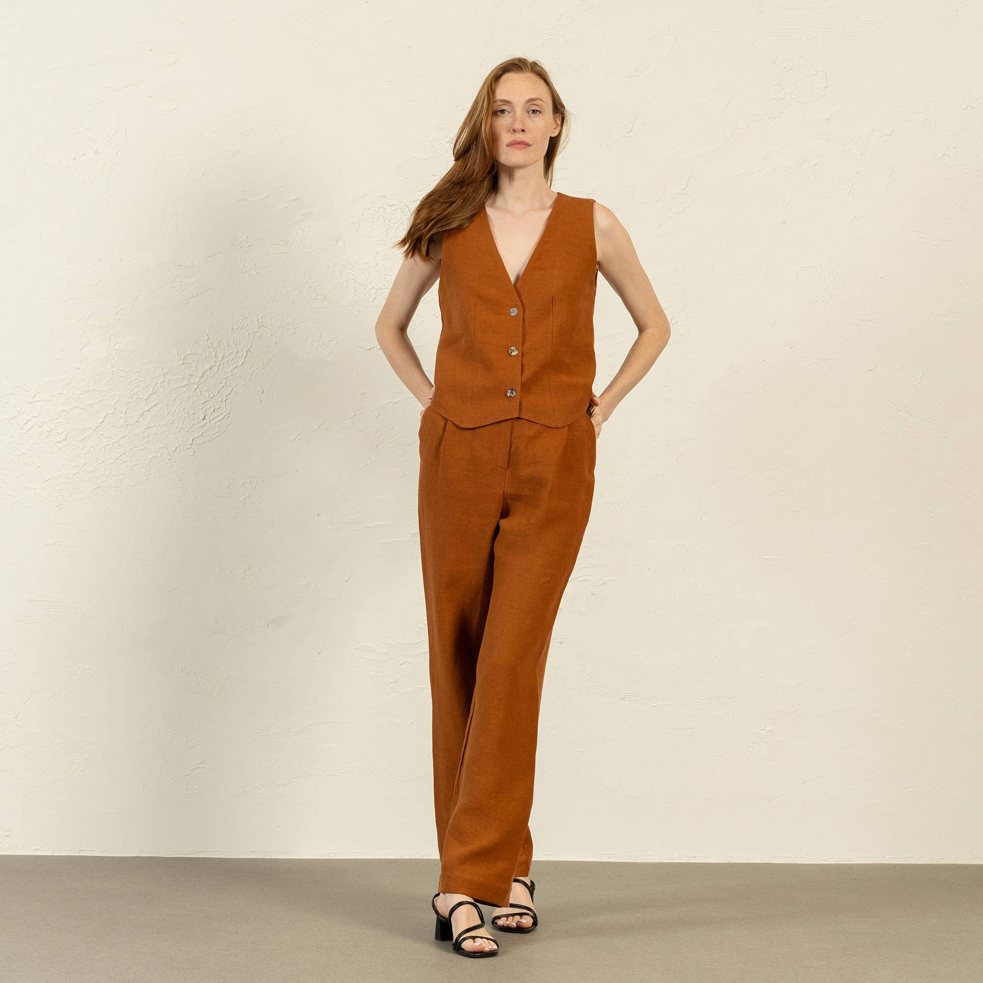 Linen High Drape Pants Lotus - Wide Leg Linen Trousers