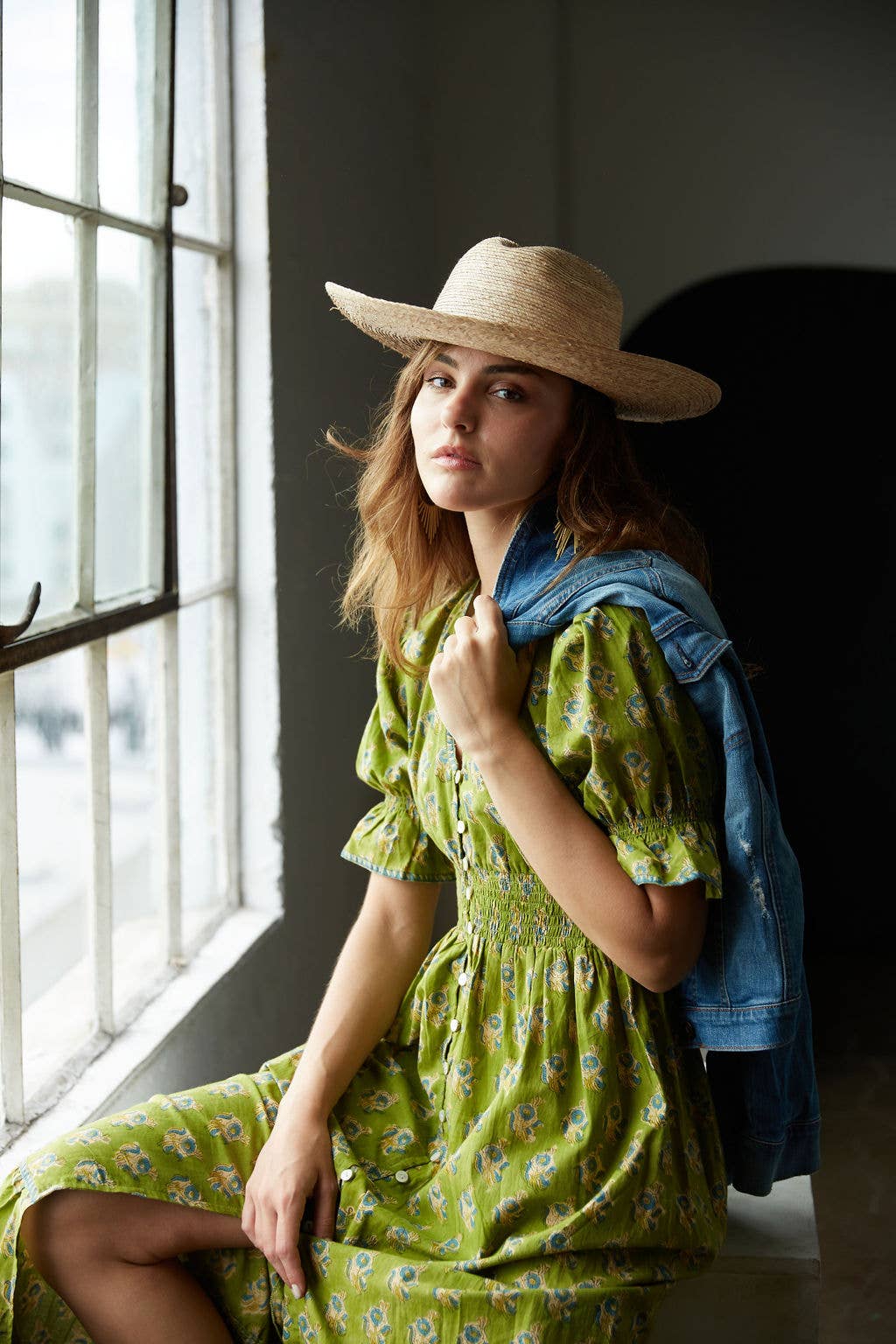 Tatiana Block Printed Dress (Olive)