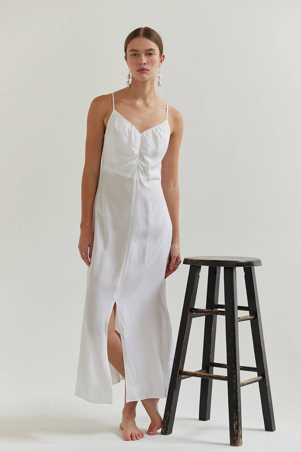 Demi Front Shirred Modal Cupro Maxi Dress