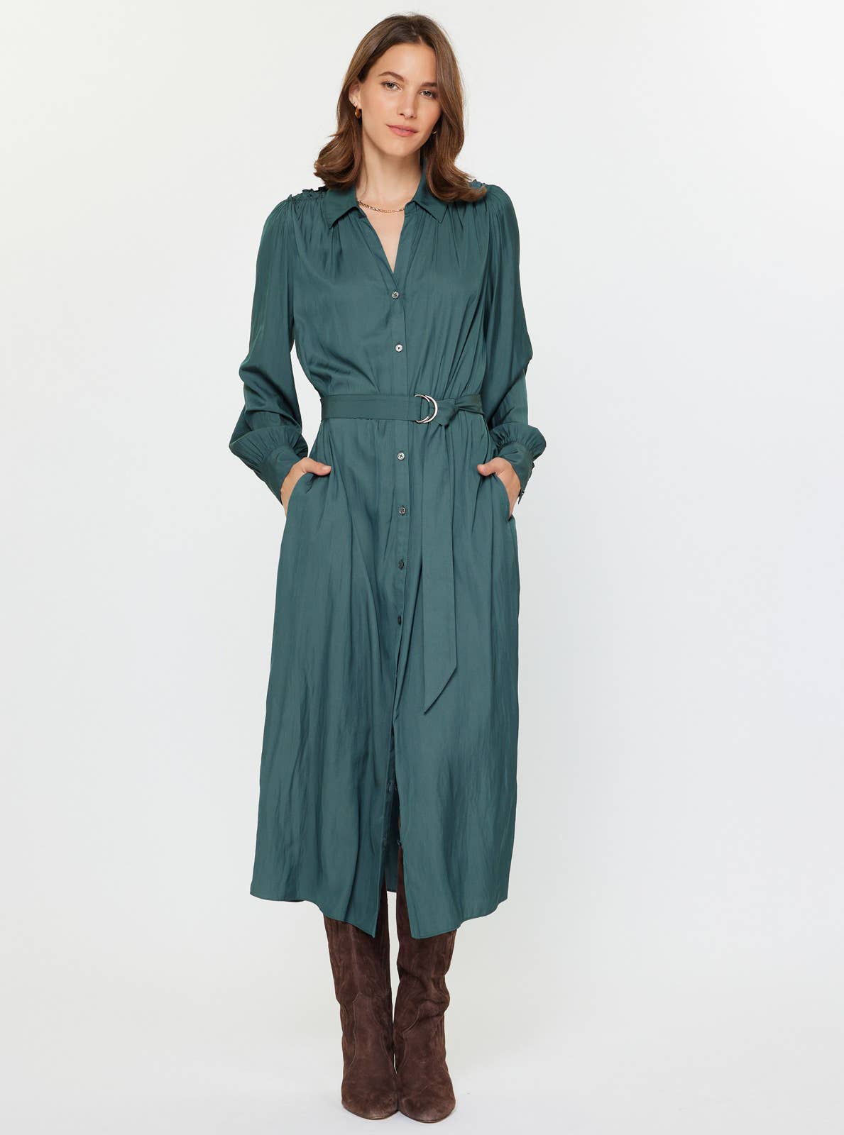Button Down Midi Shirt Dress