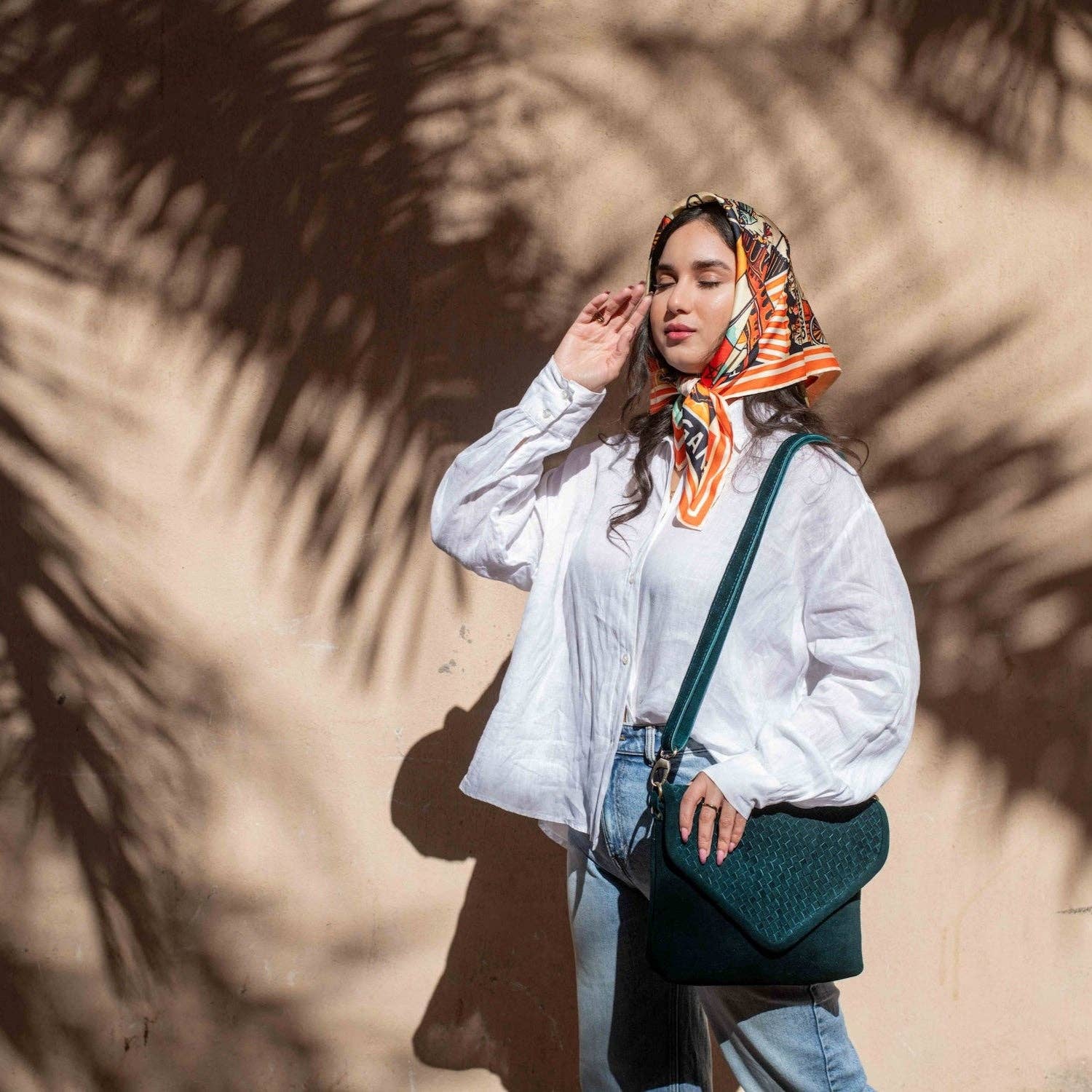 Teal Suede Woven Everyday Bag