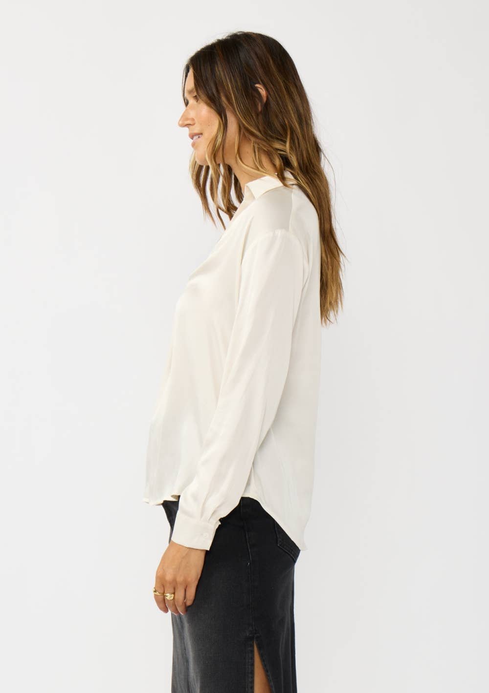 Split Neck Satin Blouse