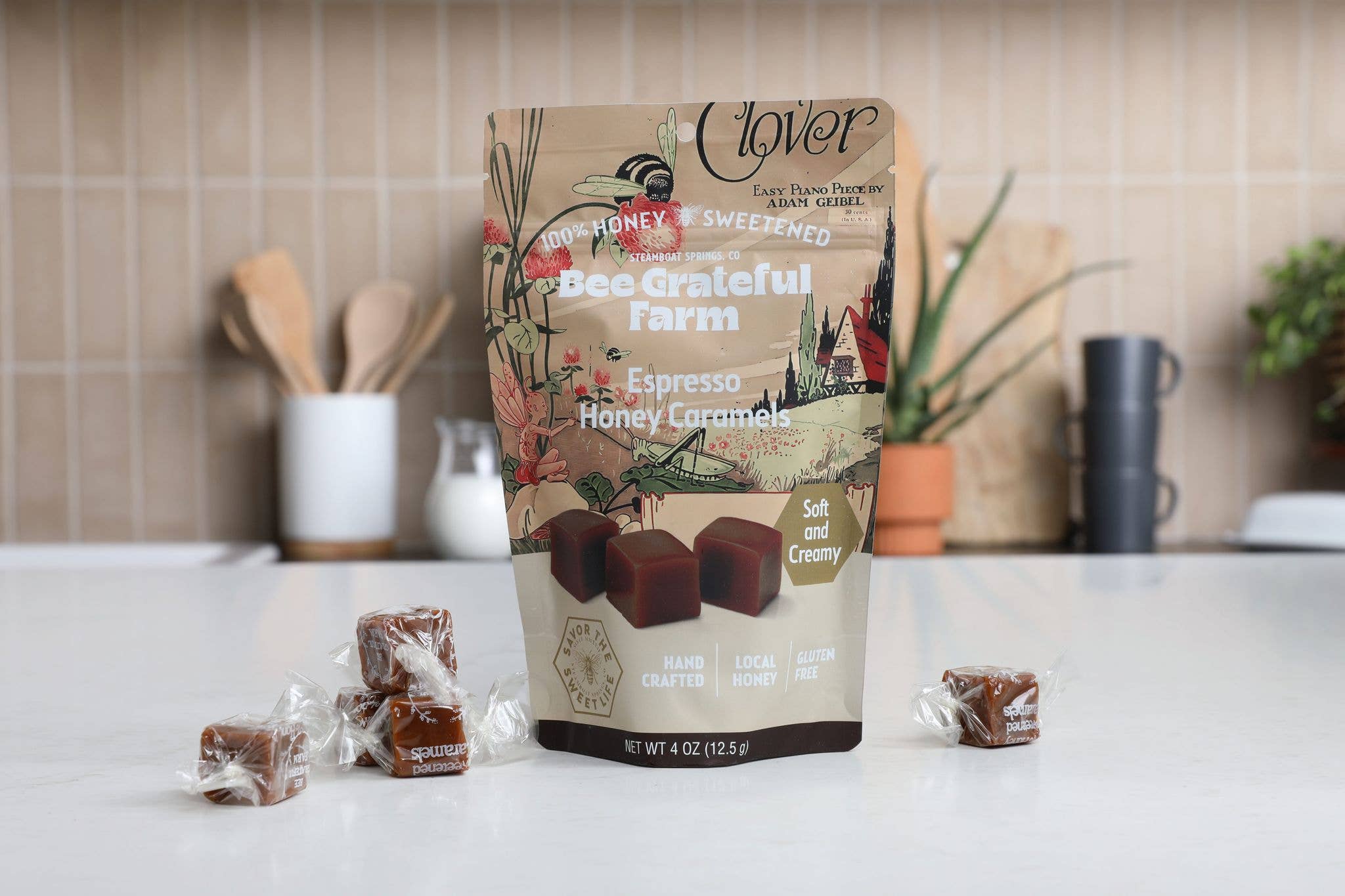 100% Honey Sweetened Espresso Honey Caramels (12 Units)