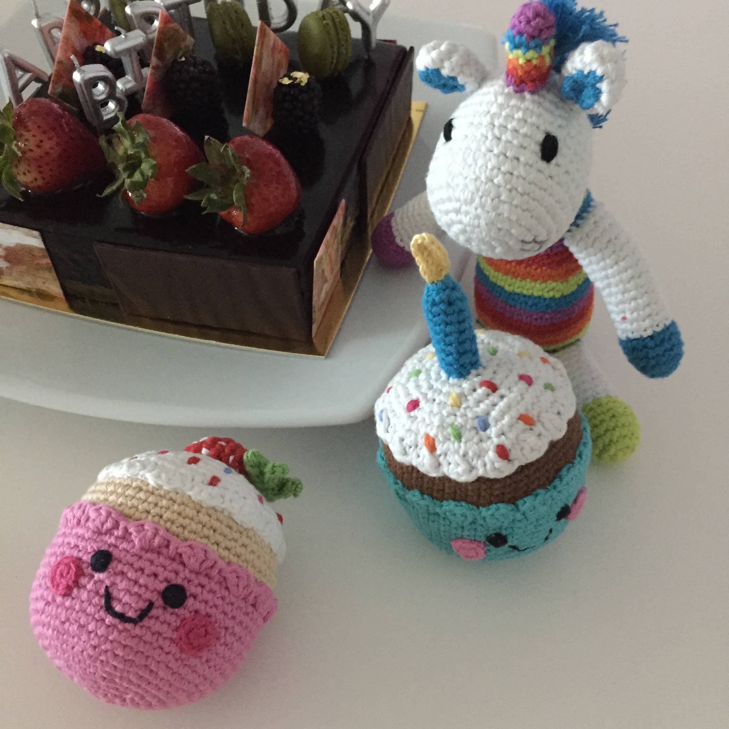 Plush Rainbow Unicorn Rattle - Mini