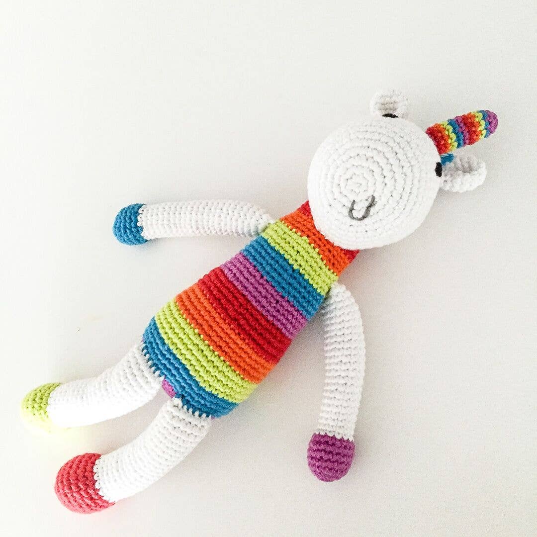 Plush Rainbow Unicorn Rattle - Mini