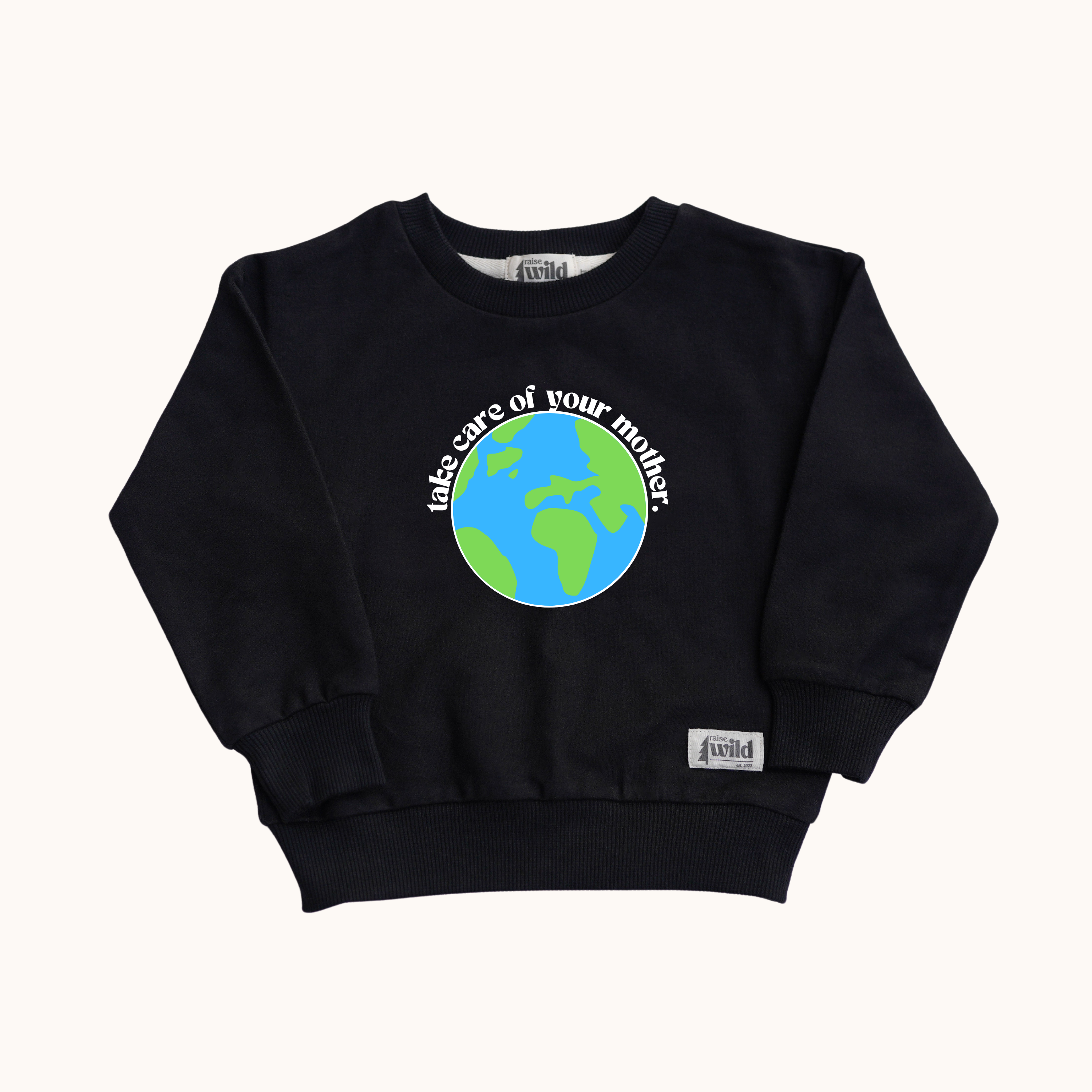 Kid's Organic Pullover - Black - Tiny Camper