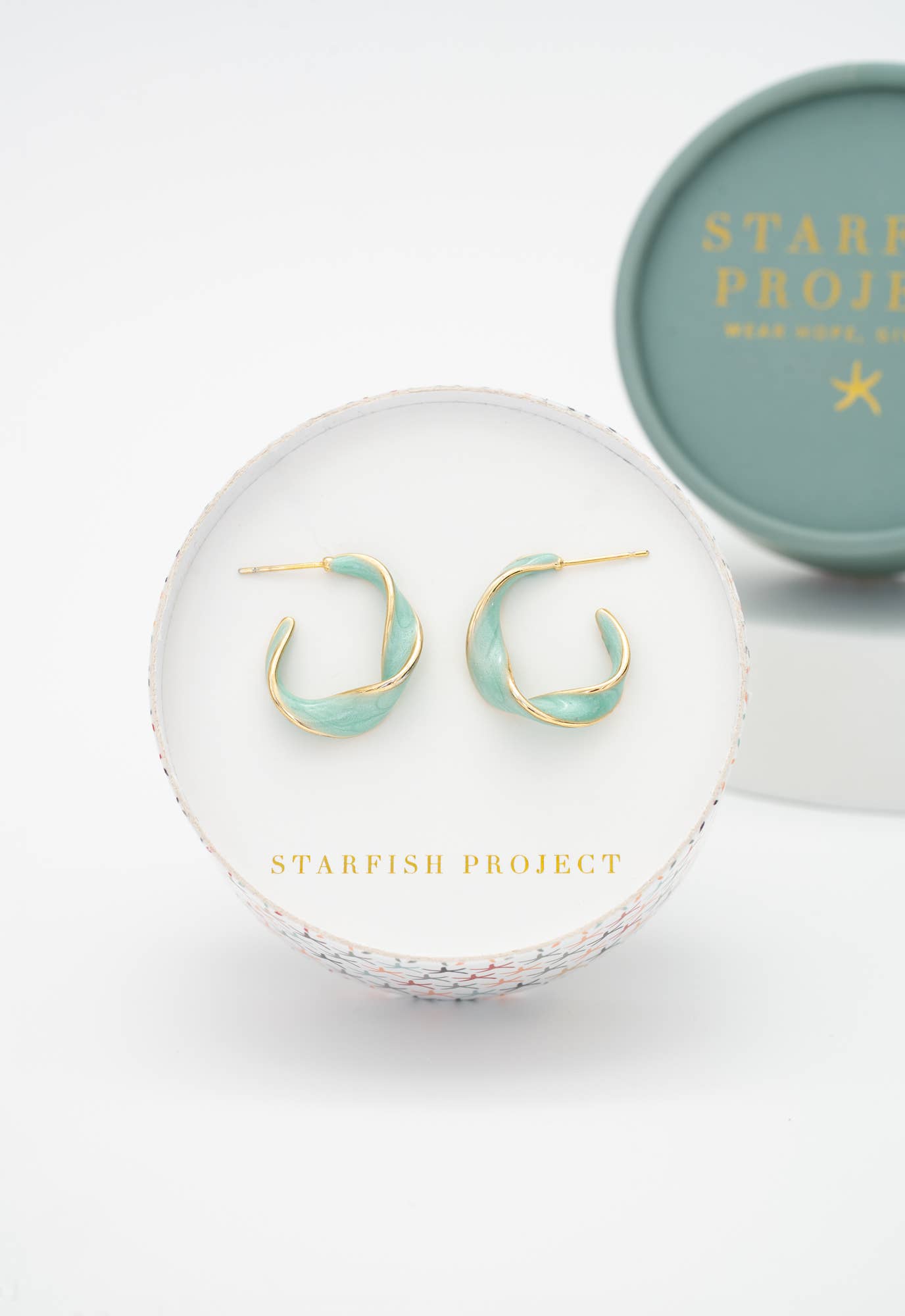 With a Twist Hoop Earrings in Mint