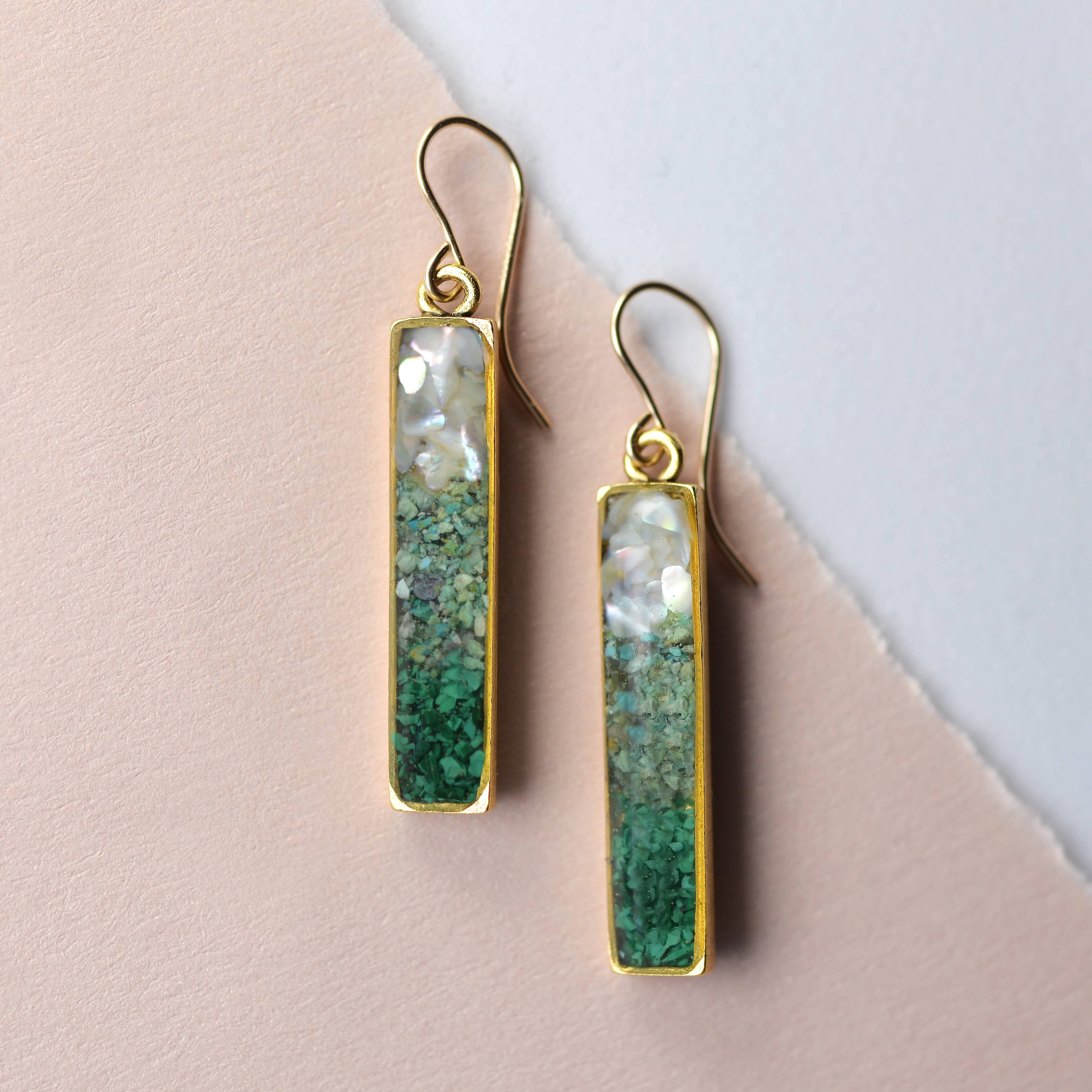 The Colorblock Gradient Gemstone Bar Dangle Earrings