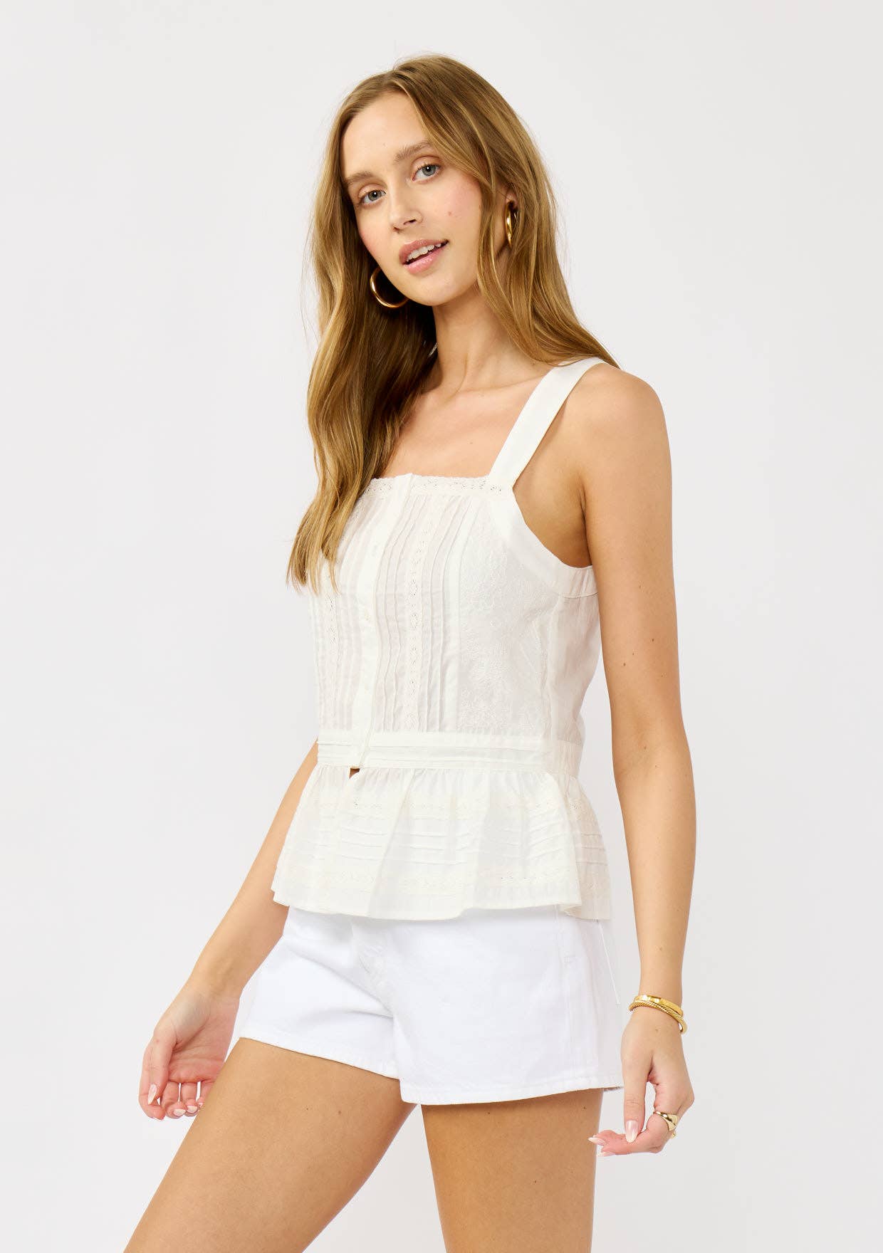 Smocked Ruffle Lace Peplum Top