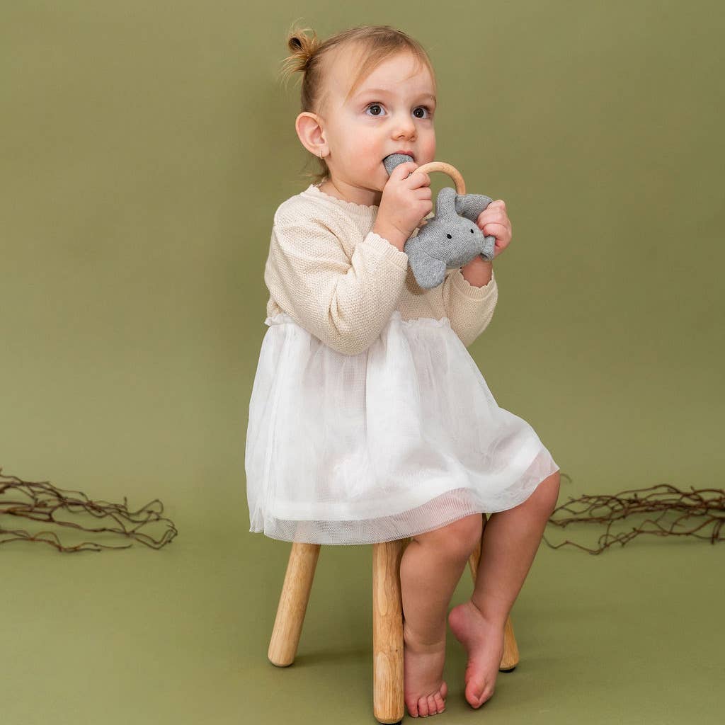 Elephant- Baby Teething Ring Rattle Toy (Organic)