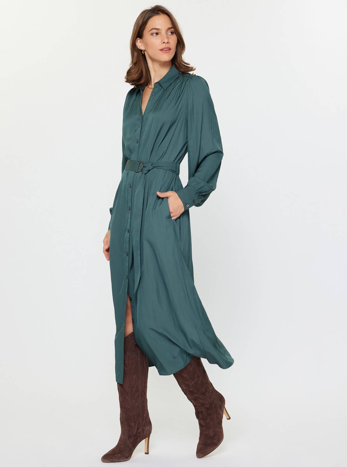 Button Down Midi Shirt Dress