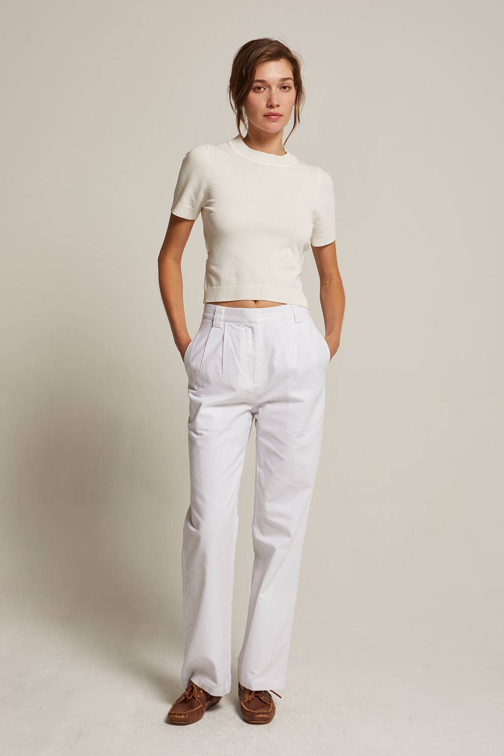 Erin Straight Leg Linen Trousers - White
