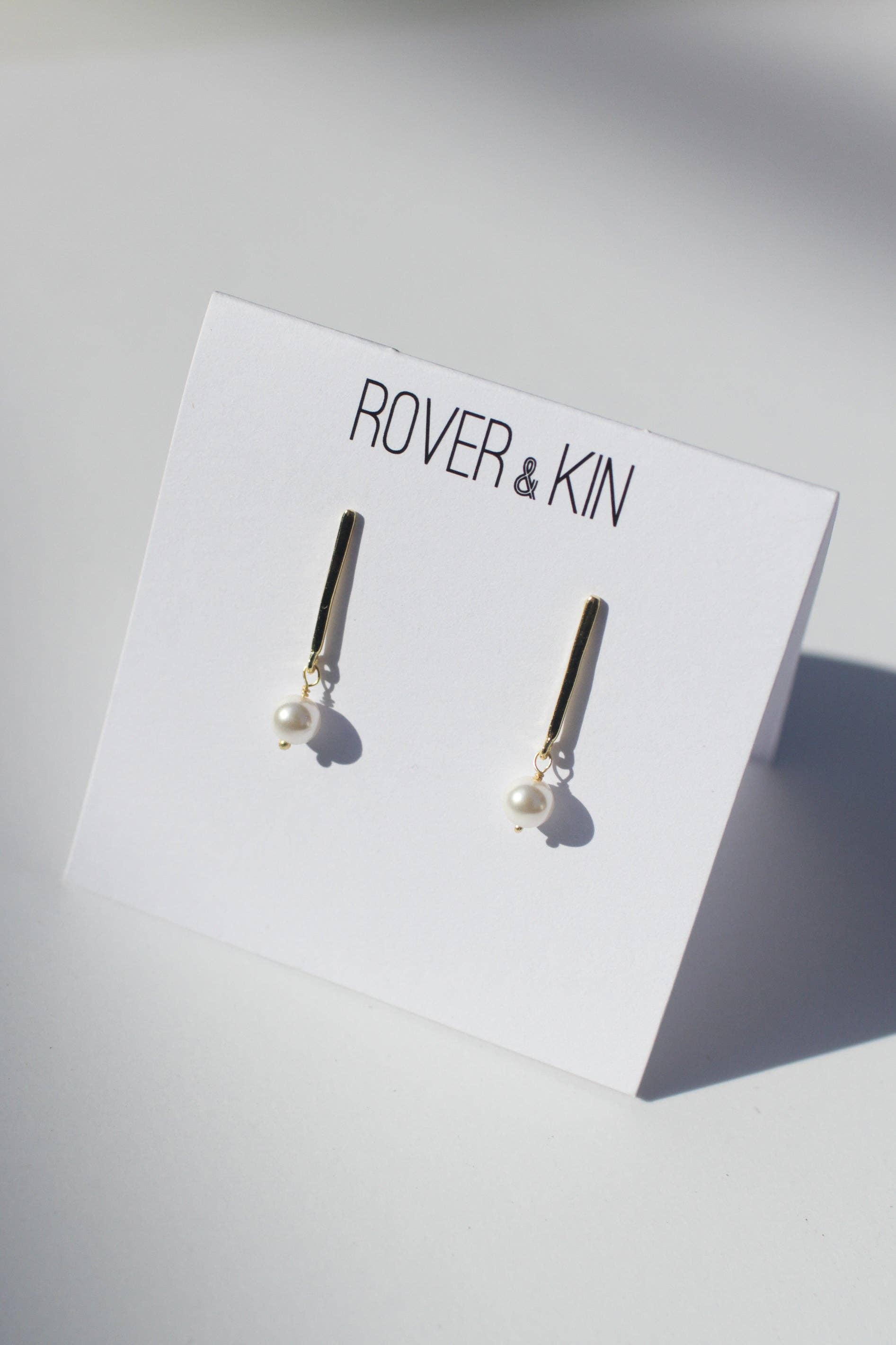 Luxe Gold Pearl Bar Earrings