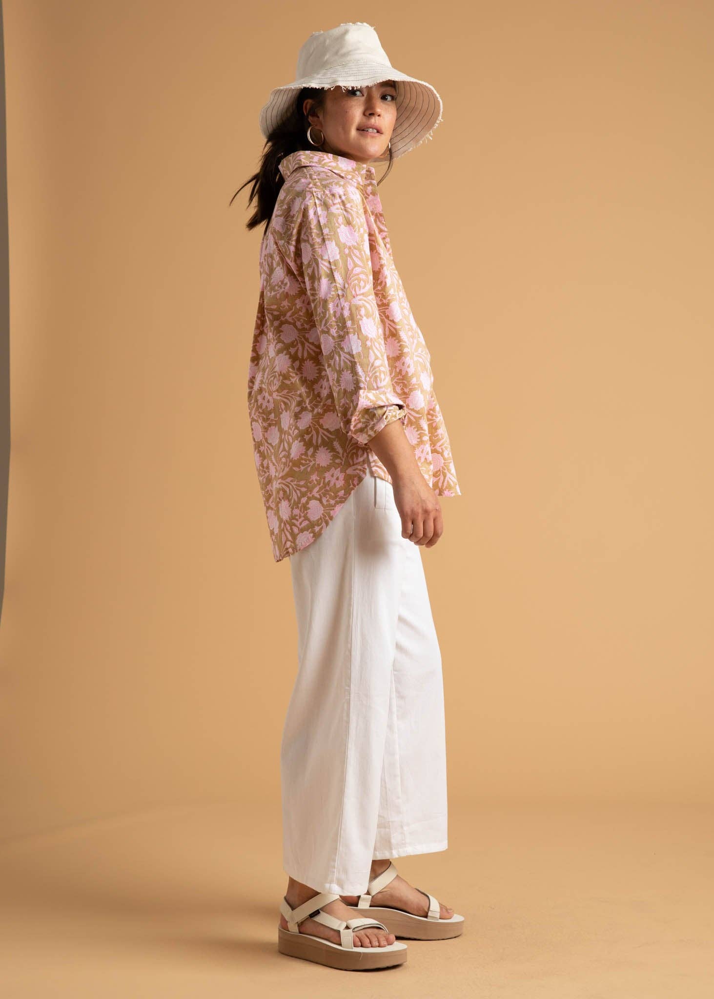 Good Boyfriend Shirt - Floral Escape Baked Clay & Neon Pink