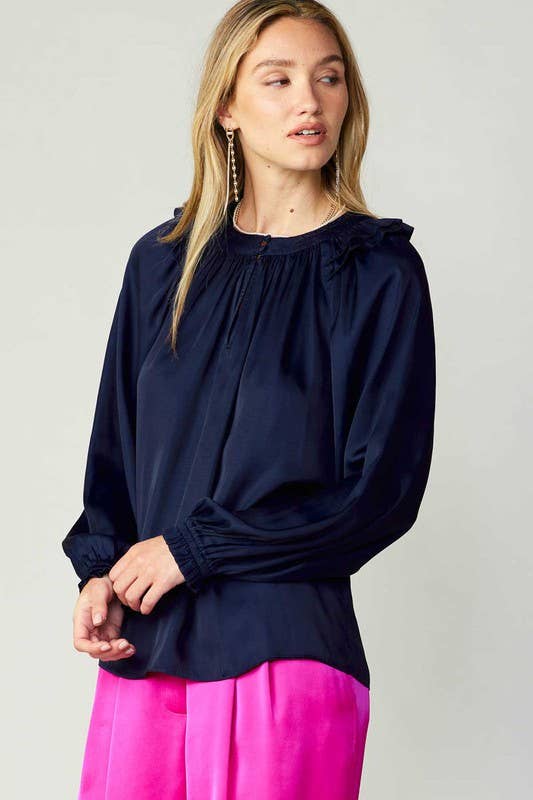 Ruffled Shoulder Detail Blouse