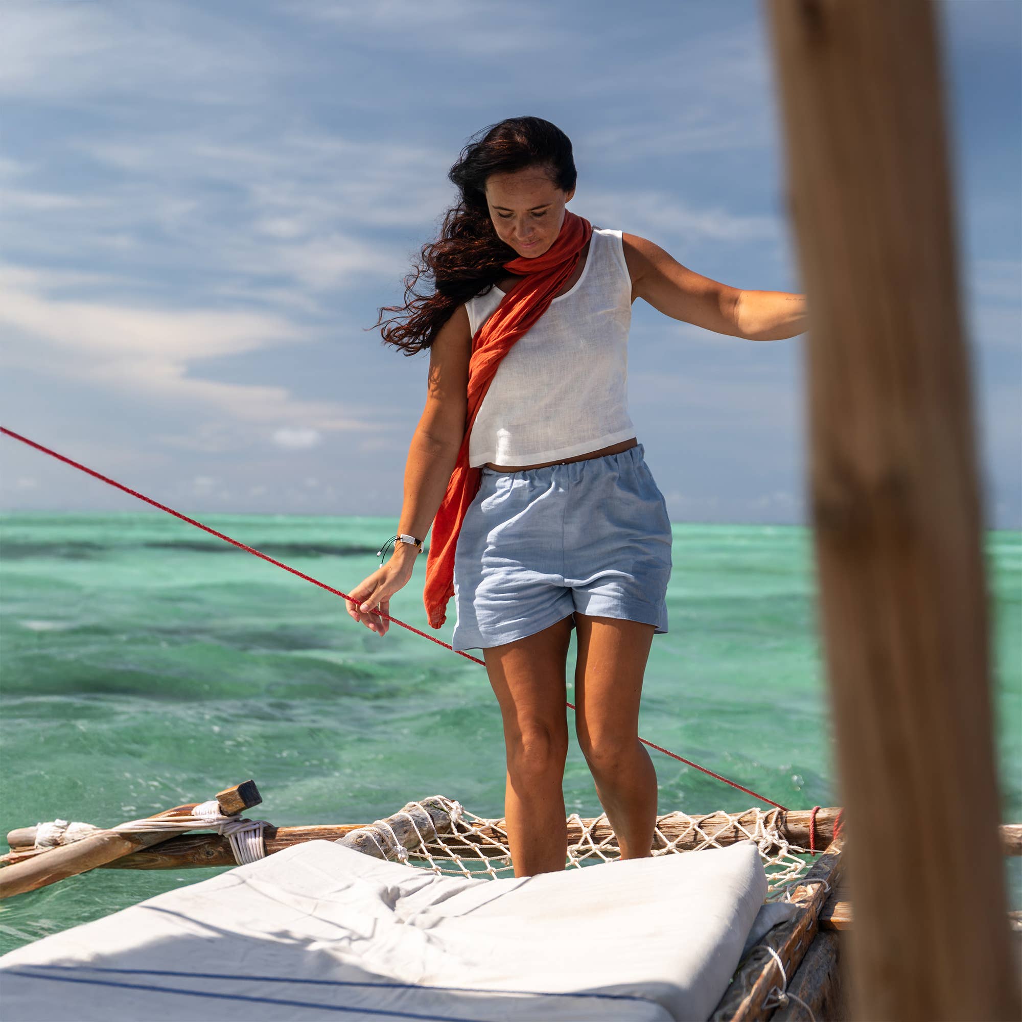 Linen Crop Top Ana White - Summer Sleeveless Linen Blouse