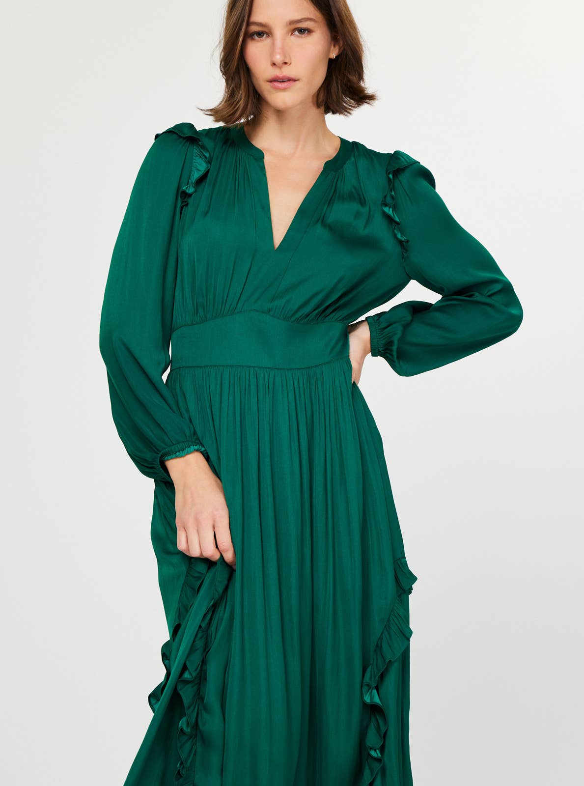 Ruffled Detail Midi Dress