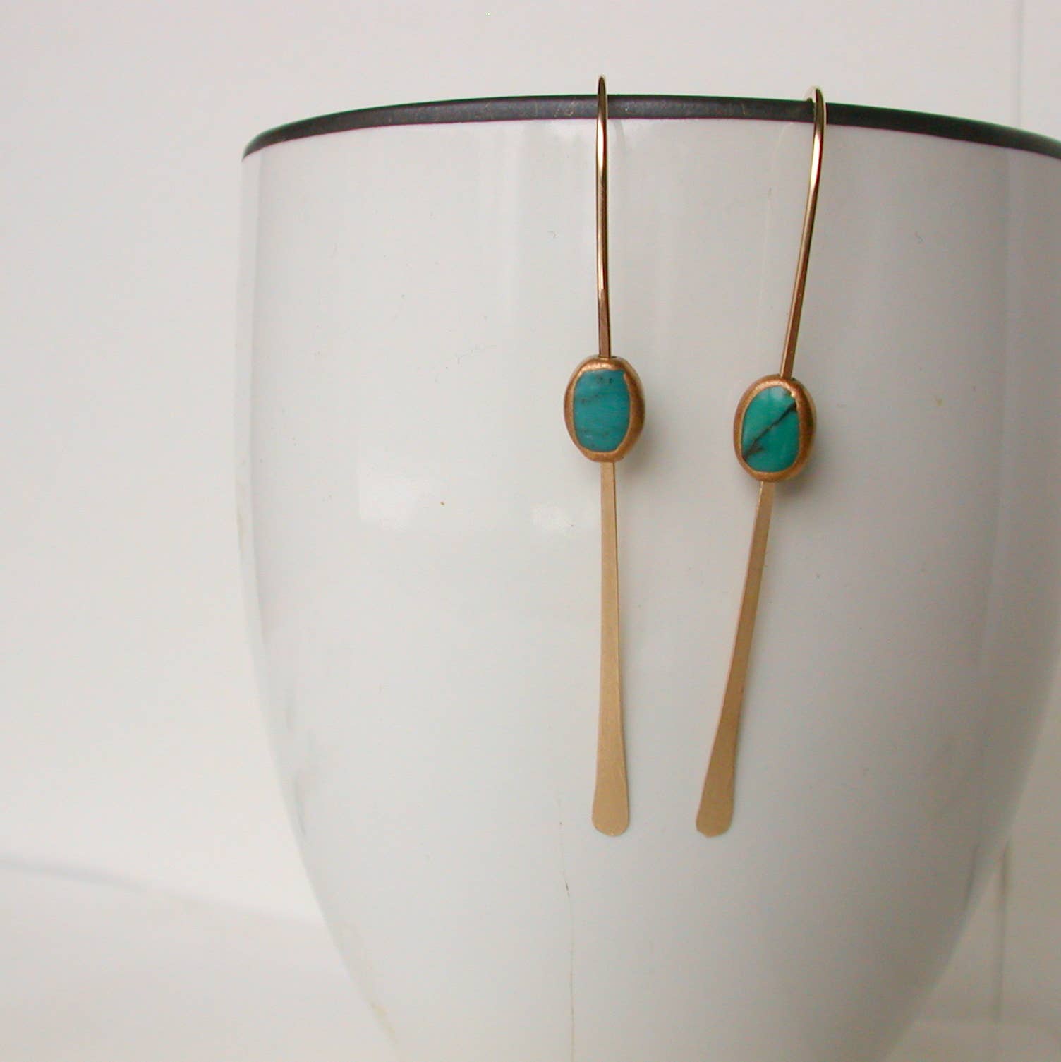 Turquoise Cabochon Threader Earrings