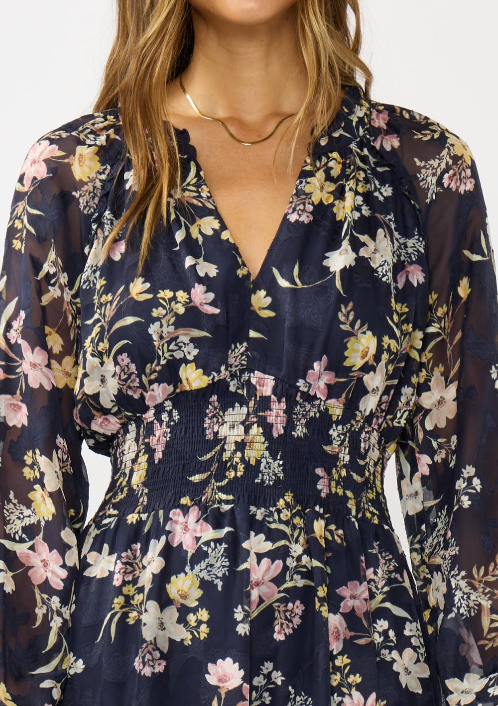 Smocked Waist Ruffle Maxi Dress