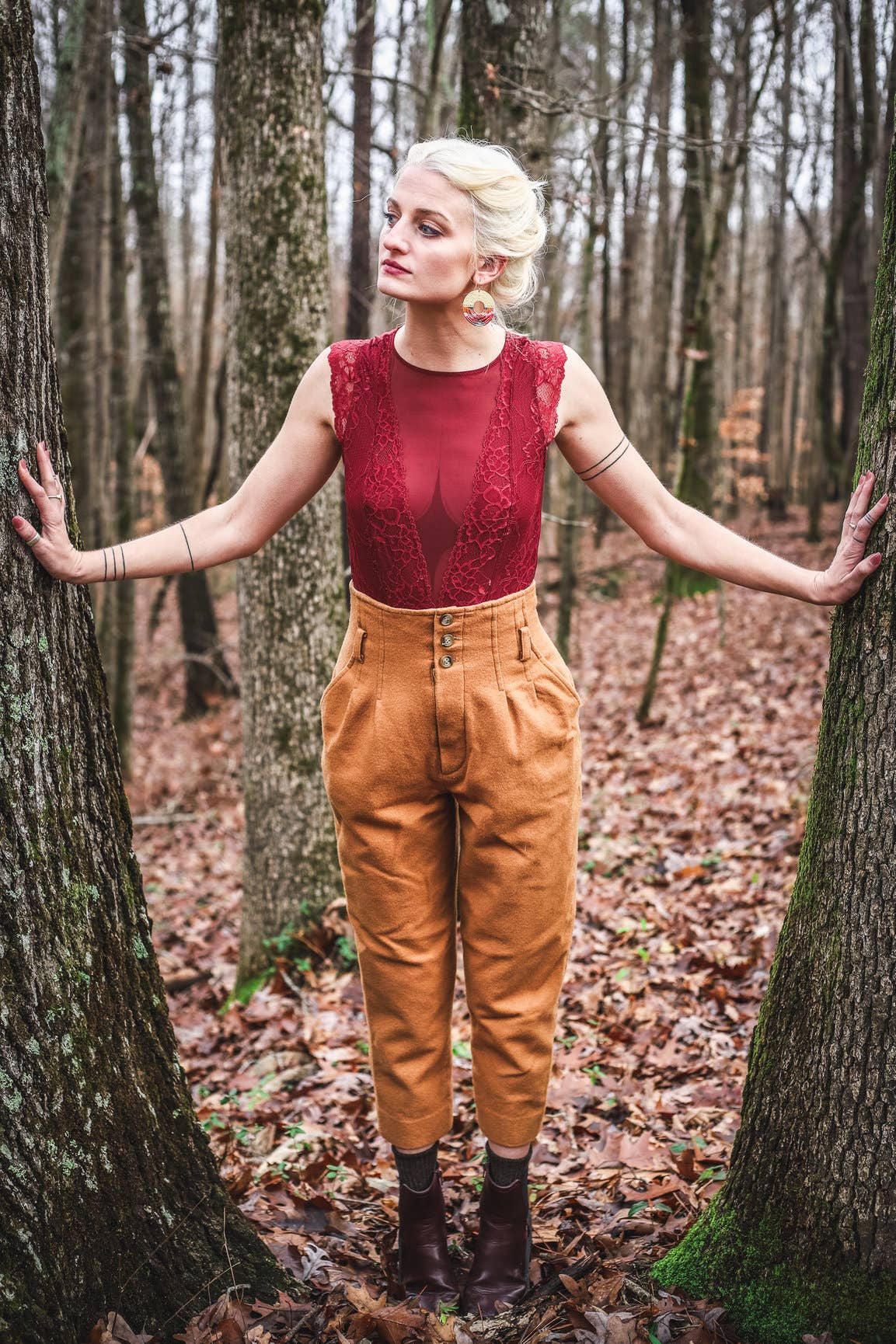 Beaded Handwoven Organic Circular Fringe Earrings (Lilac)