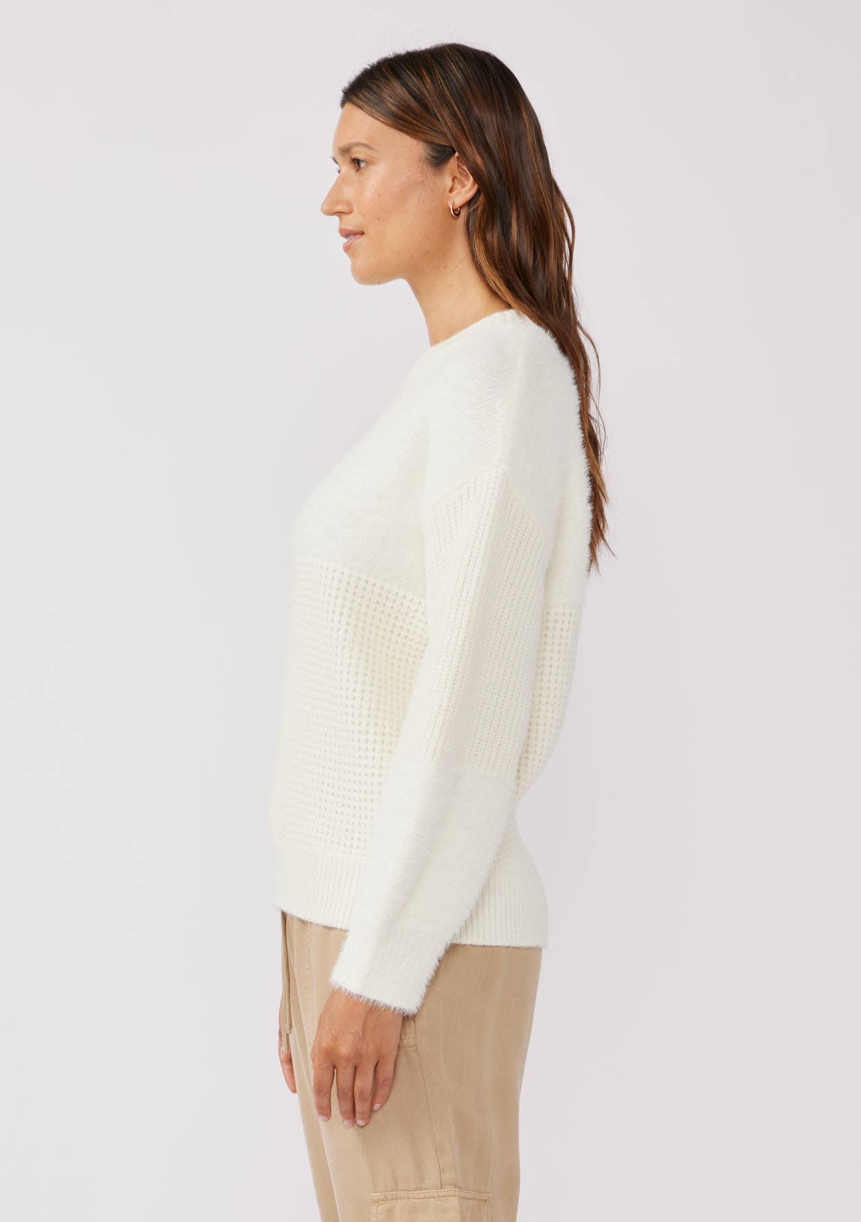 Multi-Pattern Dropped Shoulder Sweater