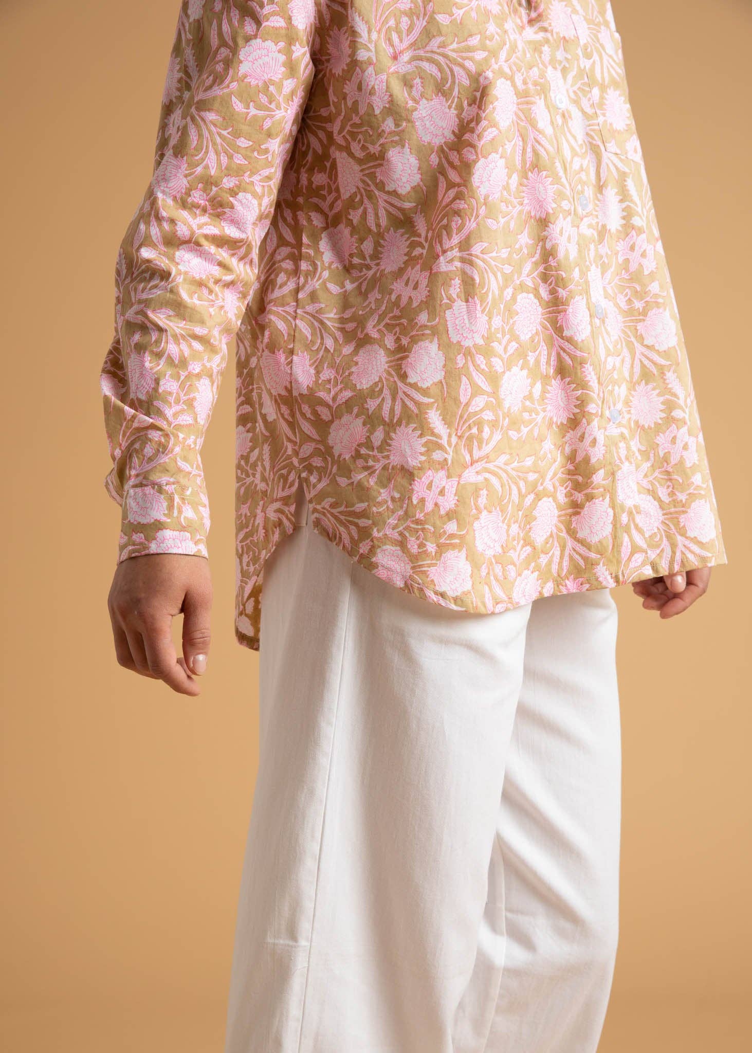 Good Boyfriend Shirt - Floral Escape Baked Clay & Neon Pink