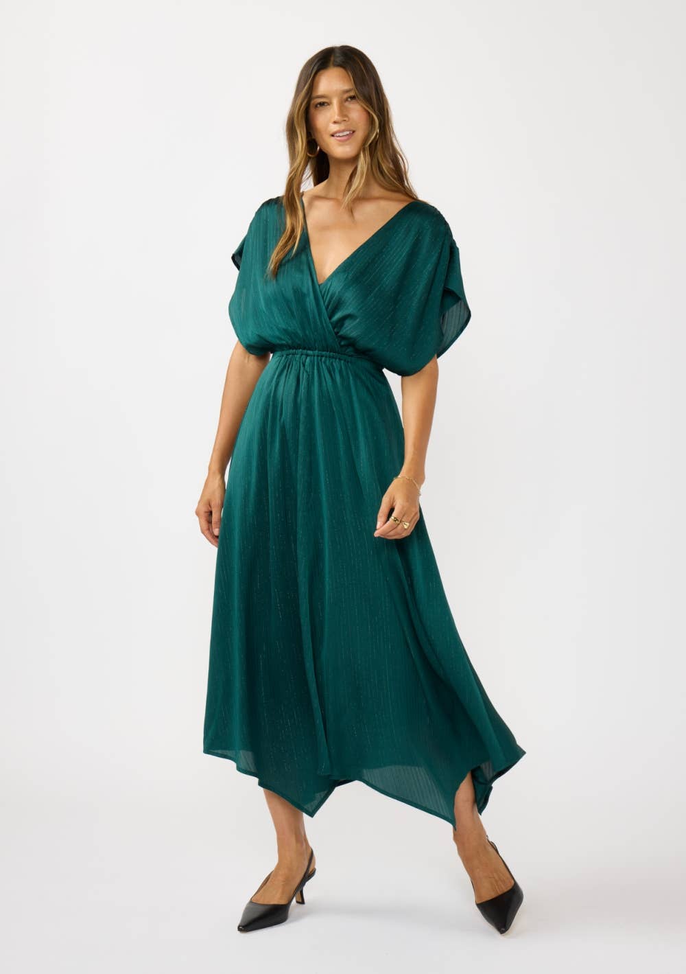 Batwing Sleeve Handkerchief Hem Dress