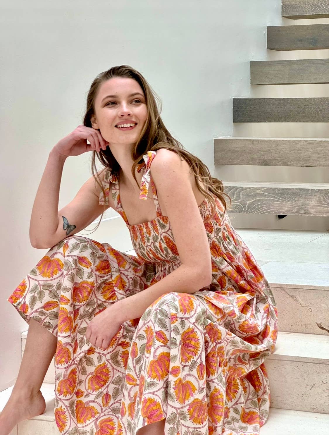 Block Printed Smock Maxi Dress (Jasmi)