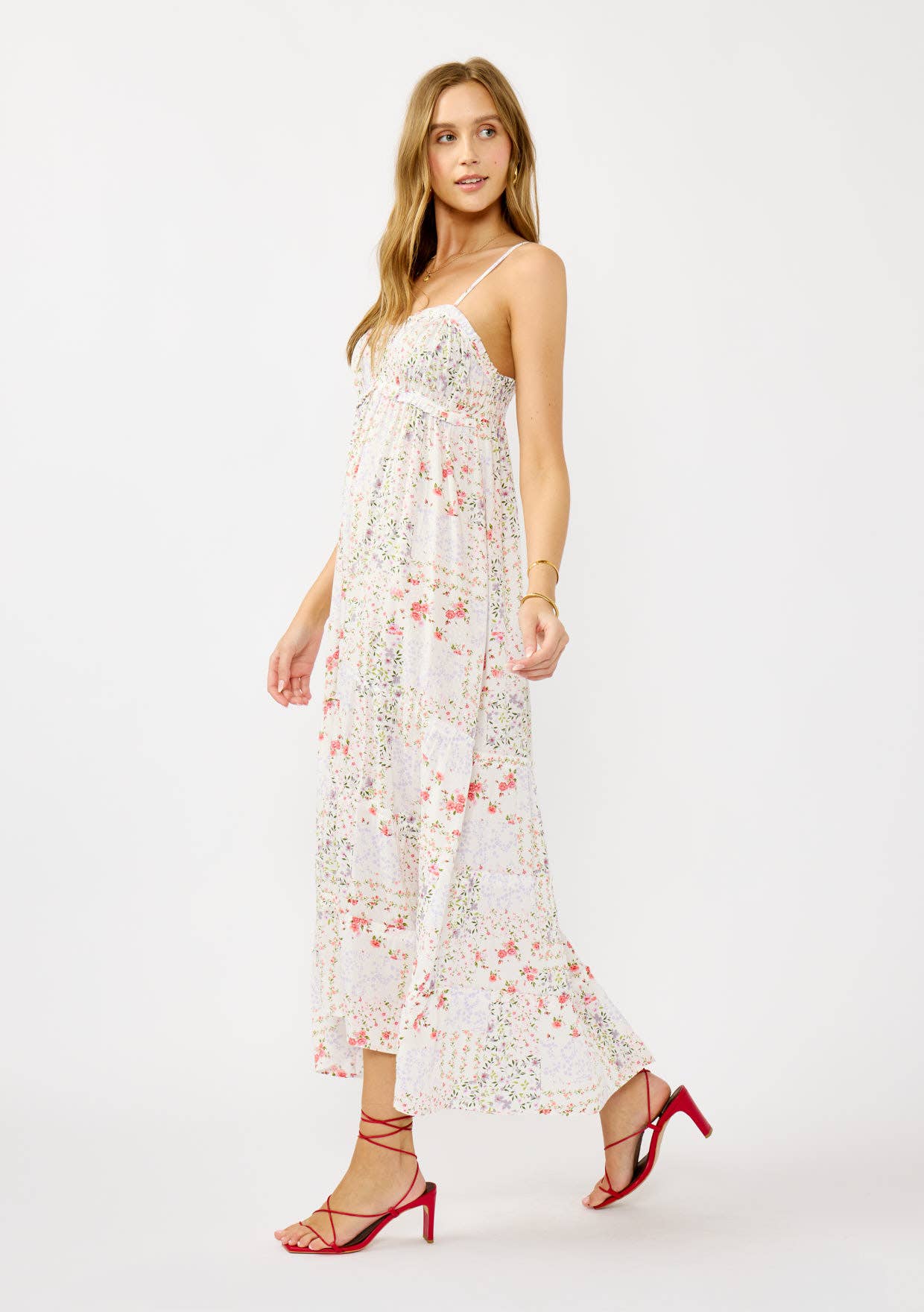 Smocked Spaghetti Strap Tiered Ruffle Maxi Dress