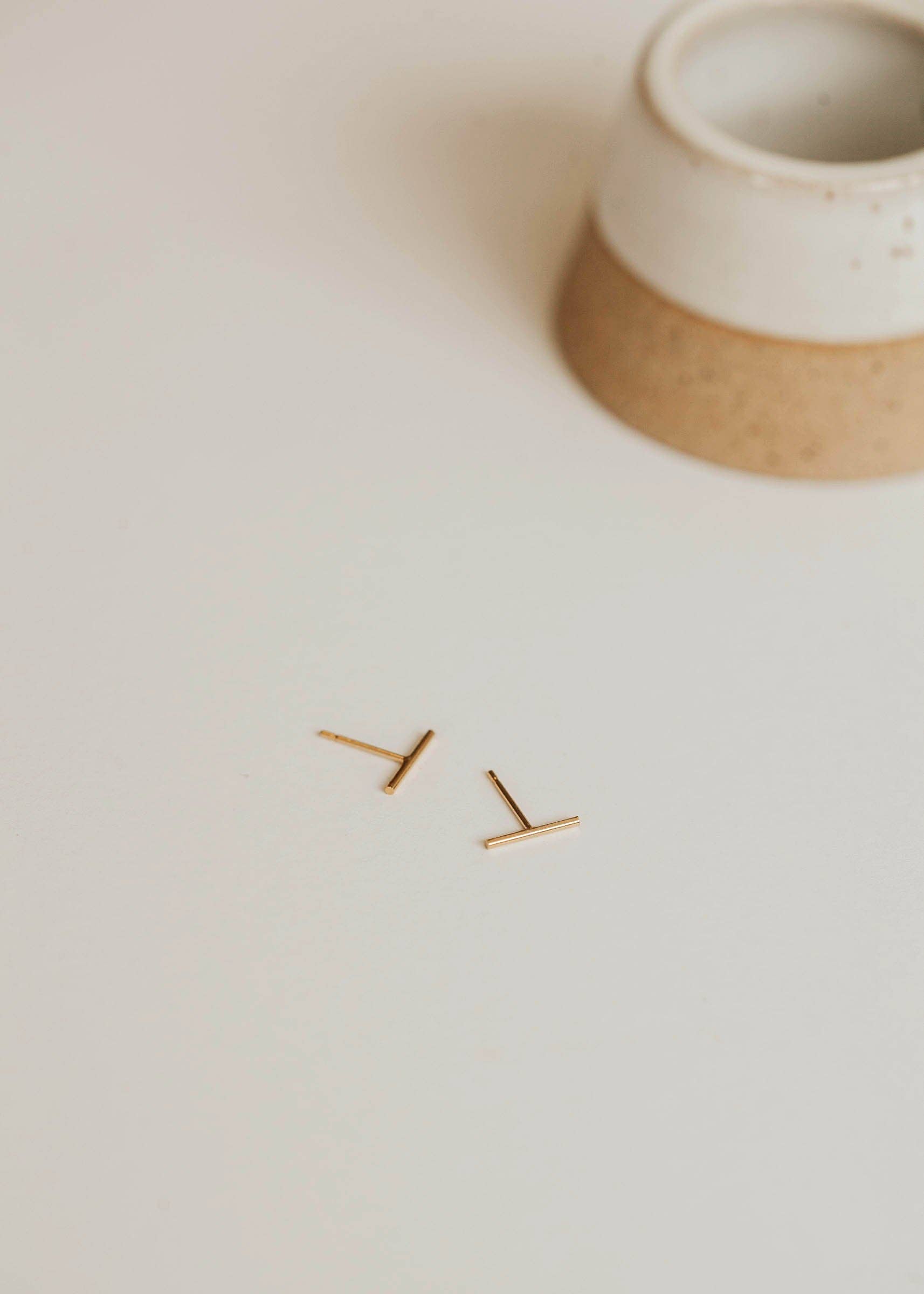 Tiny Bar Stud Earrings