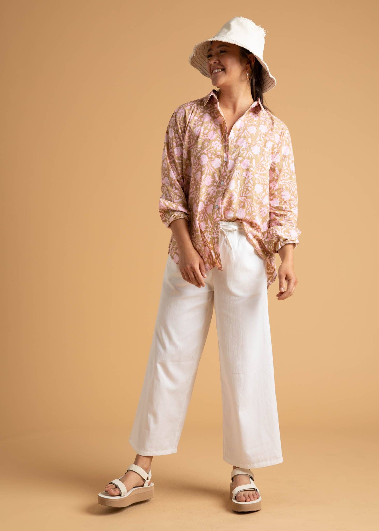 Good Boyfriend Shirt - Floral Escape Baked Clay & Neon Pink