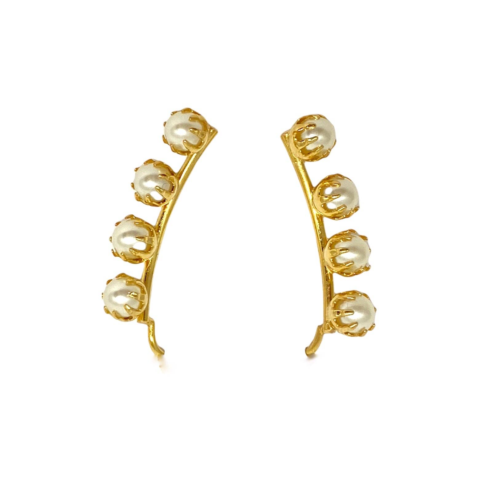 Pearl Ear Climber Style Earrings