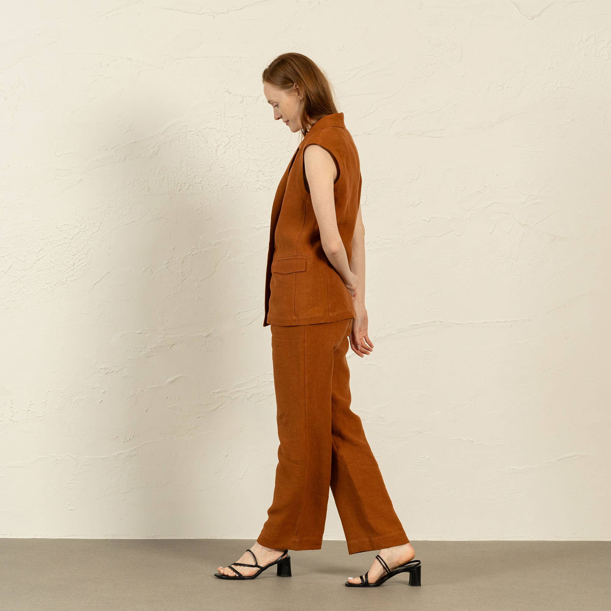 Linen High Drape Pants Lotus - Wide Leg Linen Trousers