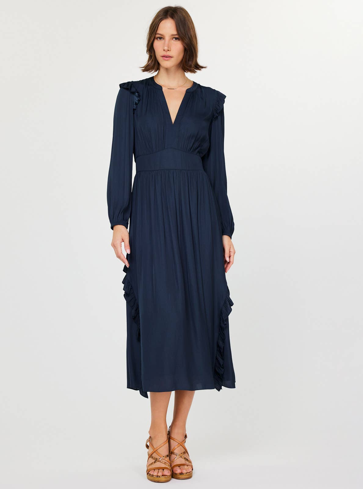 Ruffled Detail Midi Dress