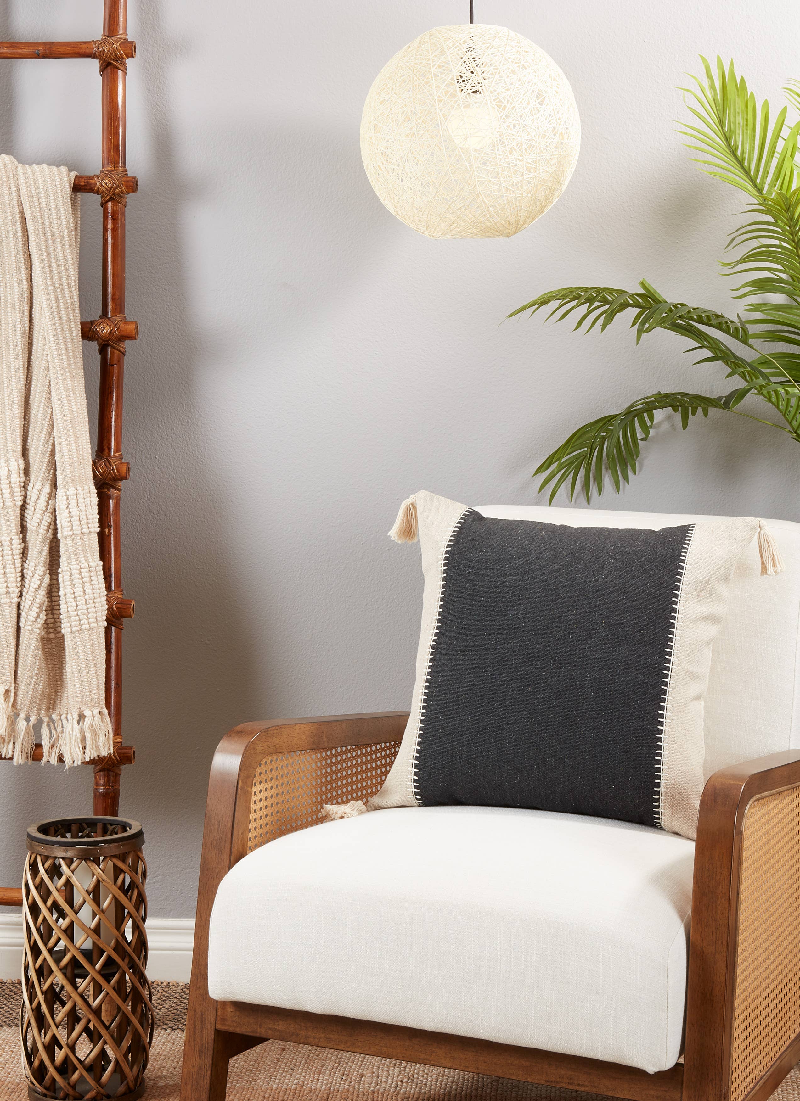 Whipstitch Banded Throw Pillow