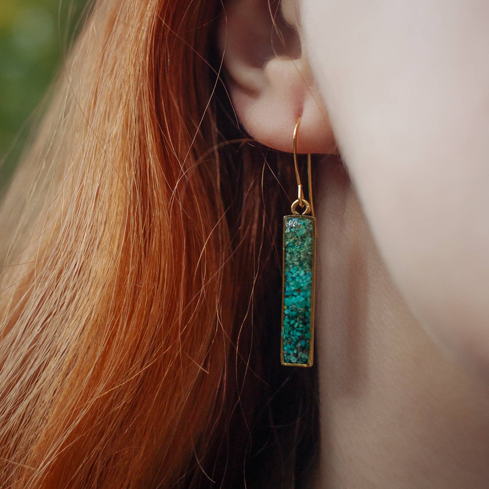 The Colorblock Gradient Gemstone Bar Dangle Earrings