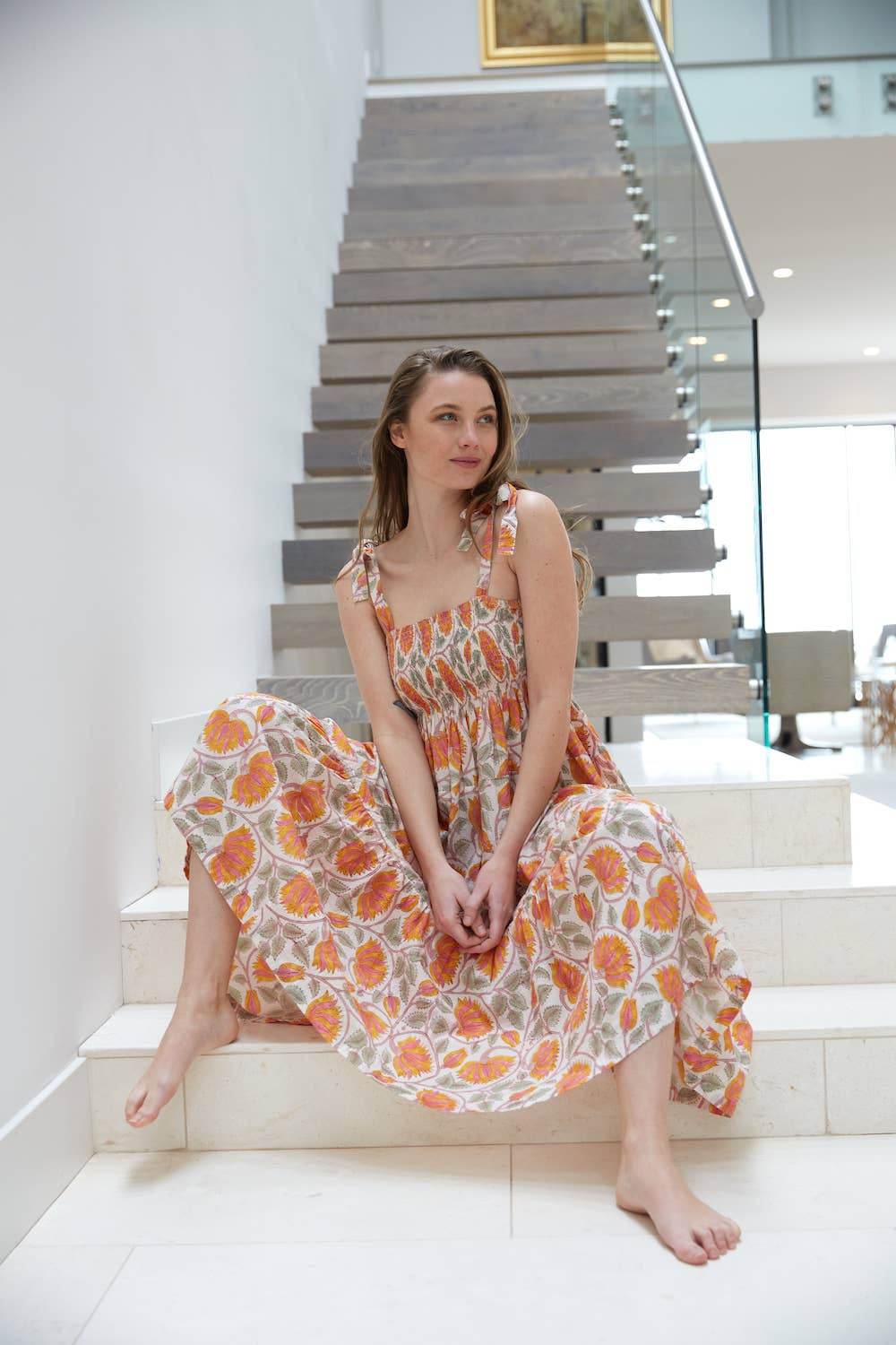 Block Printed Smock Maxi Dress (Jasmi)