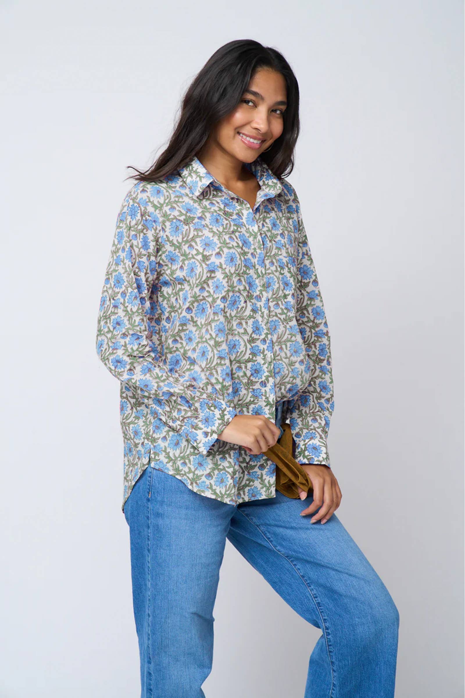 Good Boyfriend Shirt - Darlington Floral Bluebird