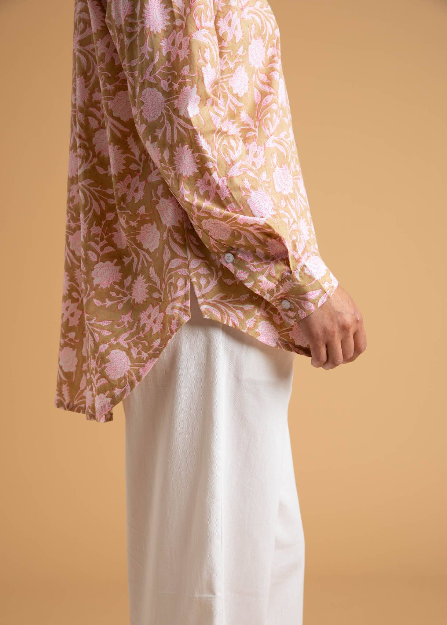 Good Boyfriend Shirt - Floral Escape Baked Clay & Neon Pink