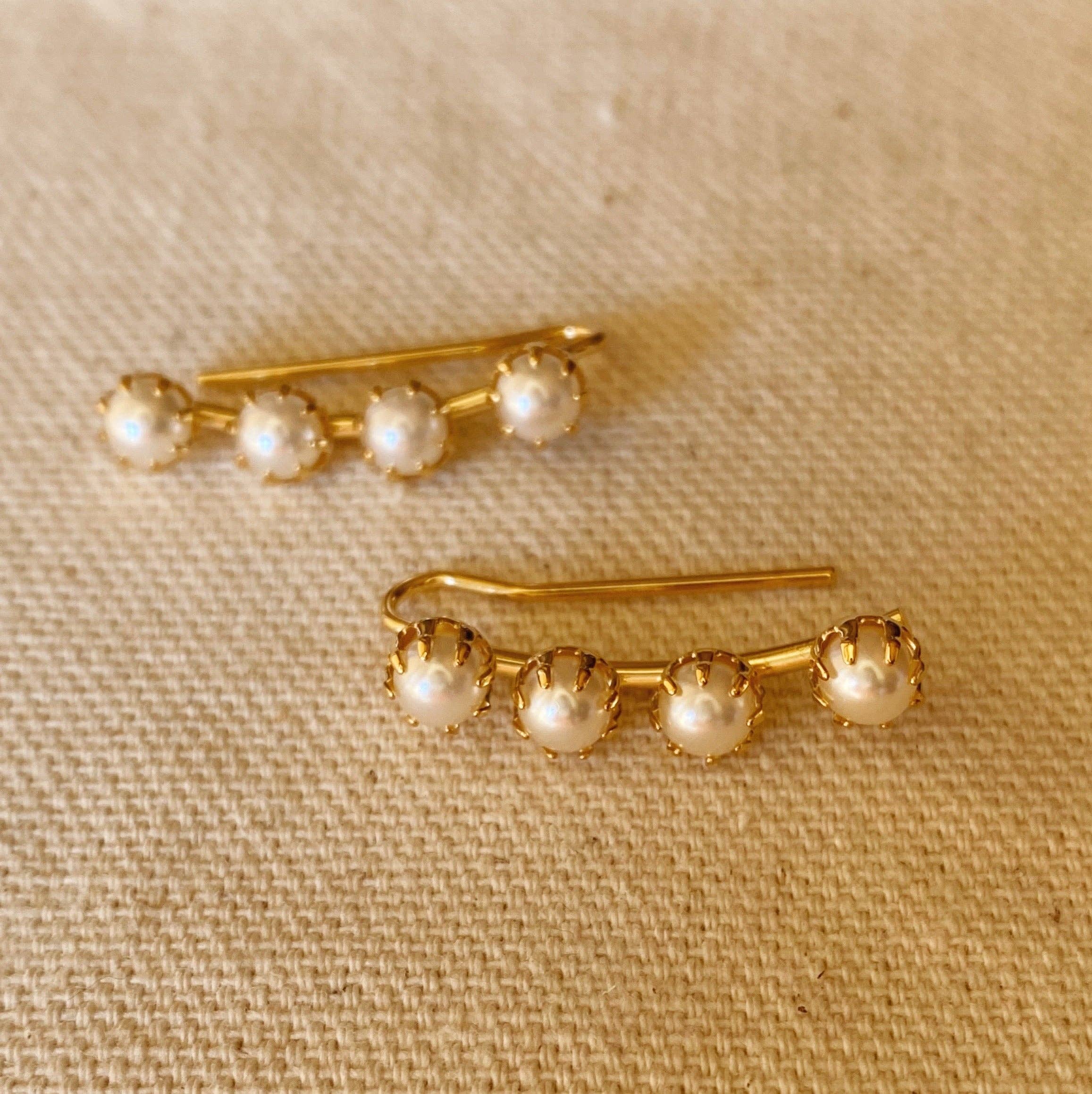 Pearl Ear Climber Style Earrings