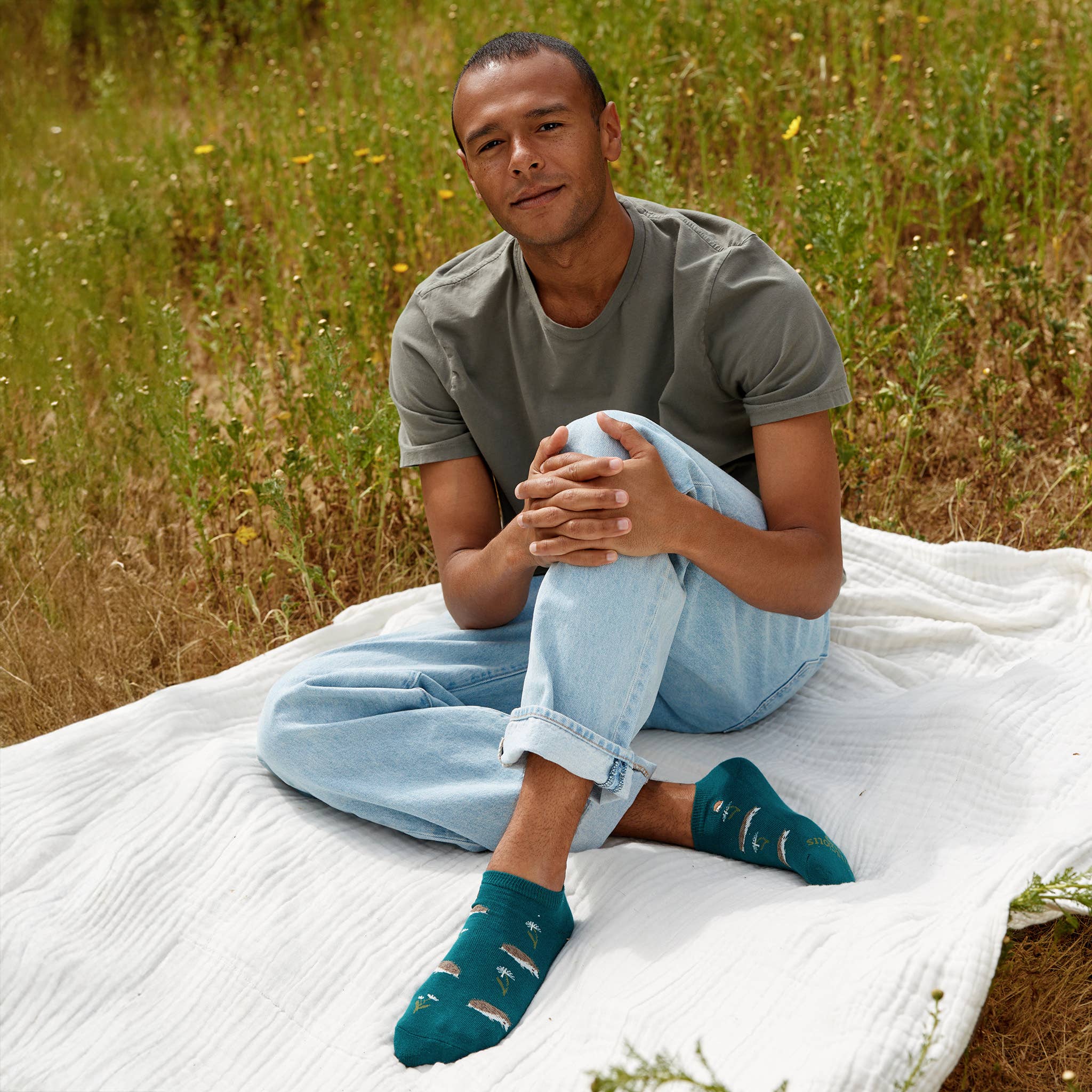 Ankle Socks that Protect Pollinators (Teal Hedgehogs)