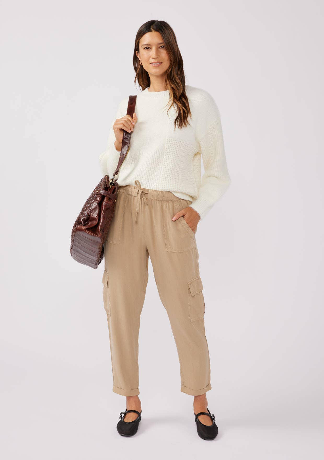 Multi-Pattern Dropped Shoulder Sweater