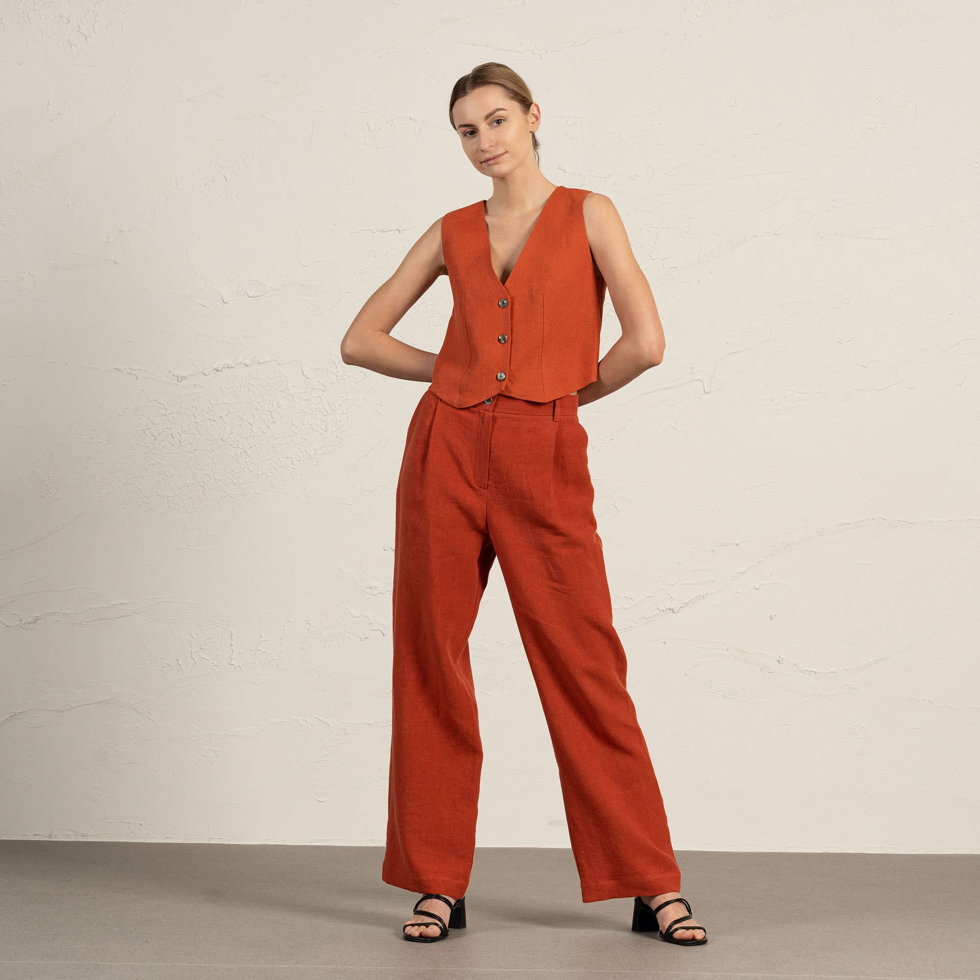 Linen High Drape Pants Lotus - Wide Leg Linen Trousers