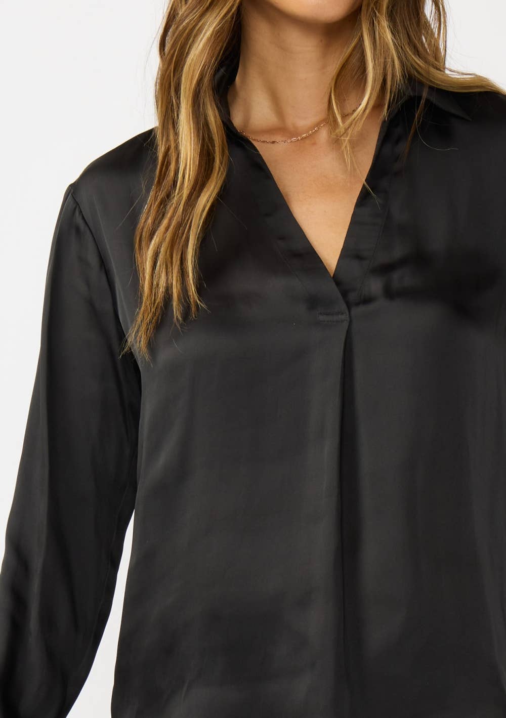 Split Neck Satin Blouse