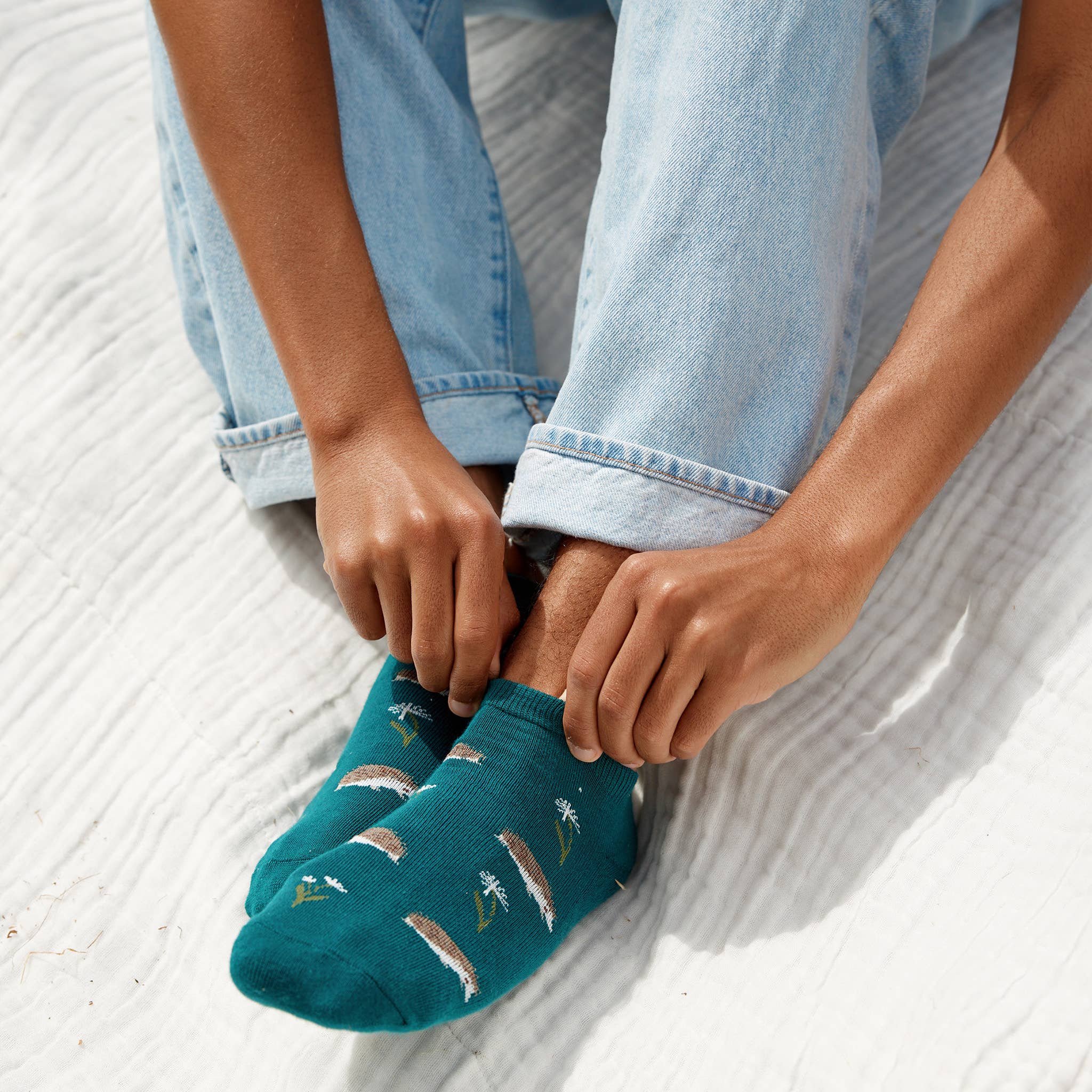 Ankle Socks that Protect Pollinators (Teal Hedgehogs)