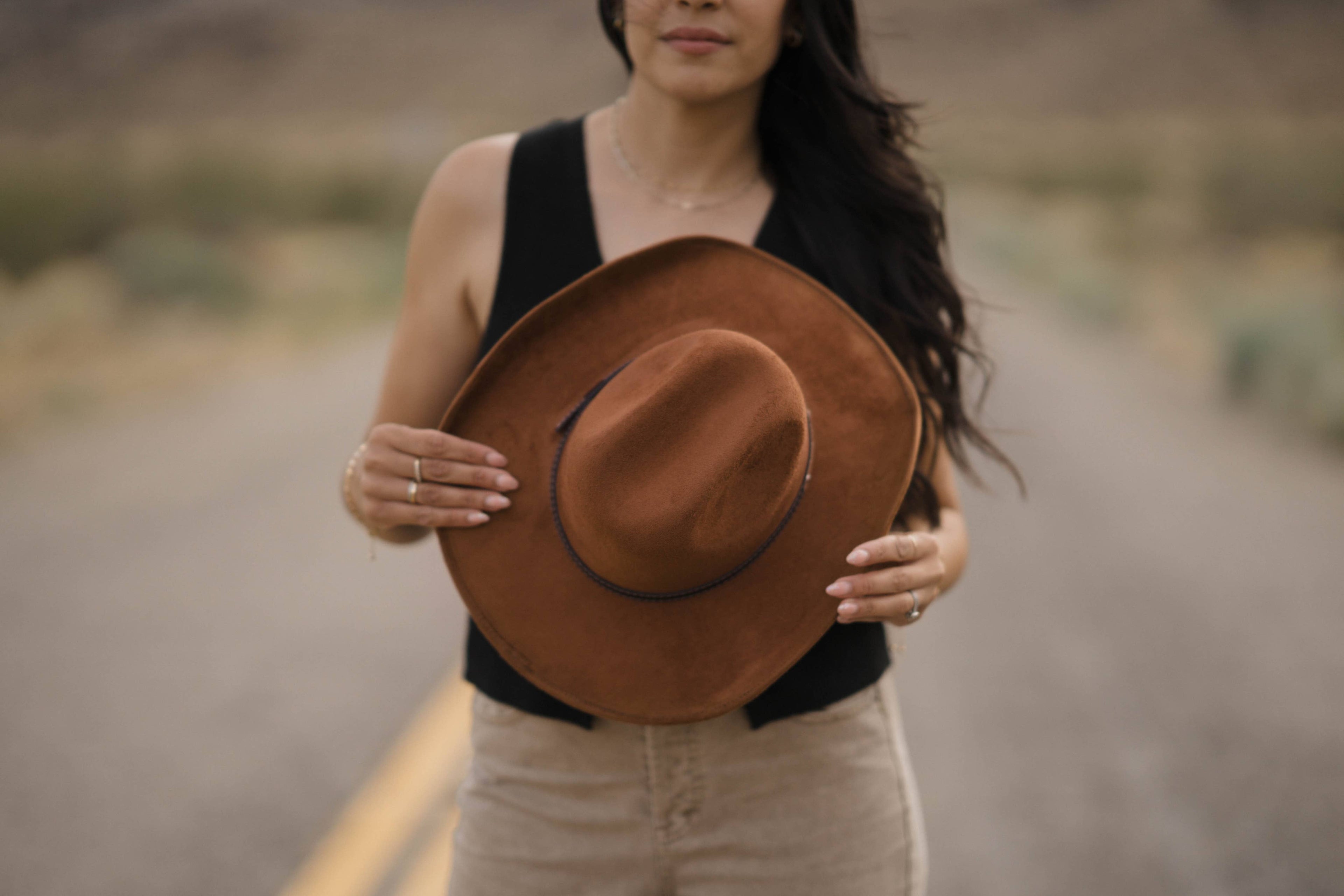 Vegan Suede Western Cowboy Hat
