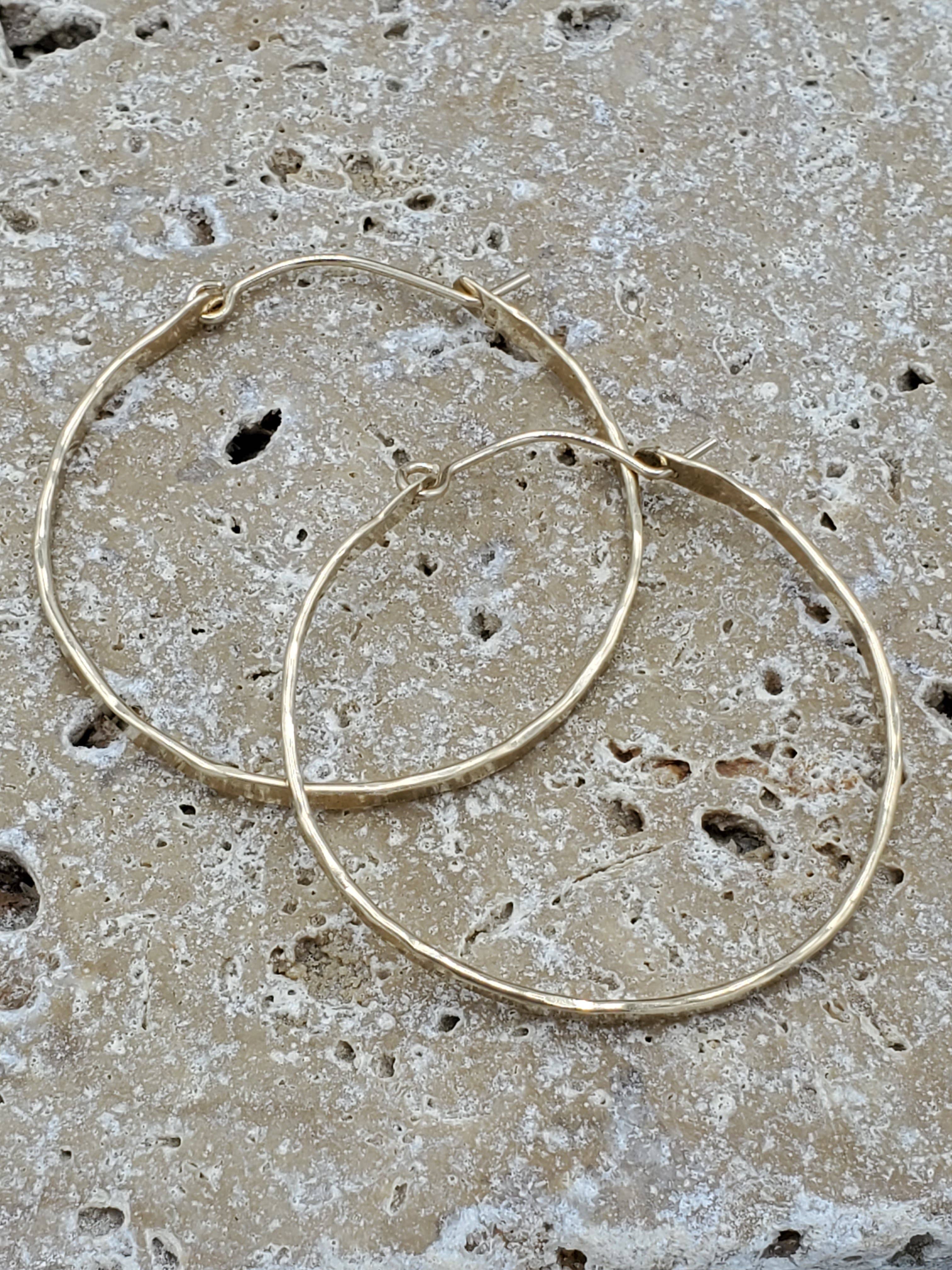 Hammered Gold Hoops with Lever