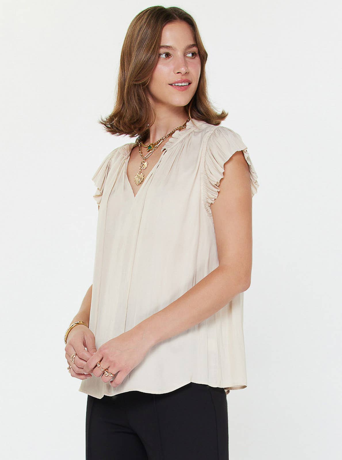Margot Pleated Sleeve Blouse