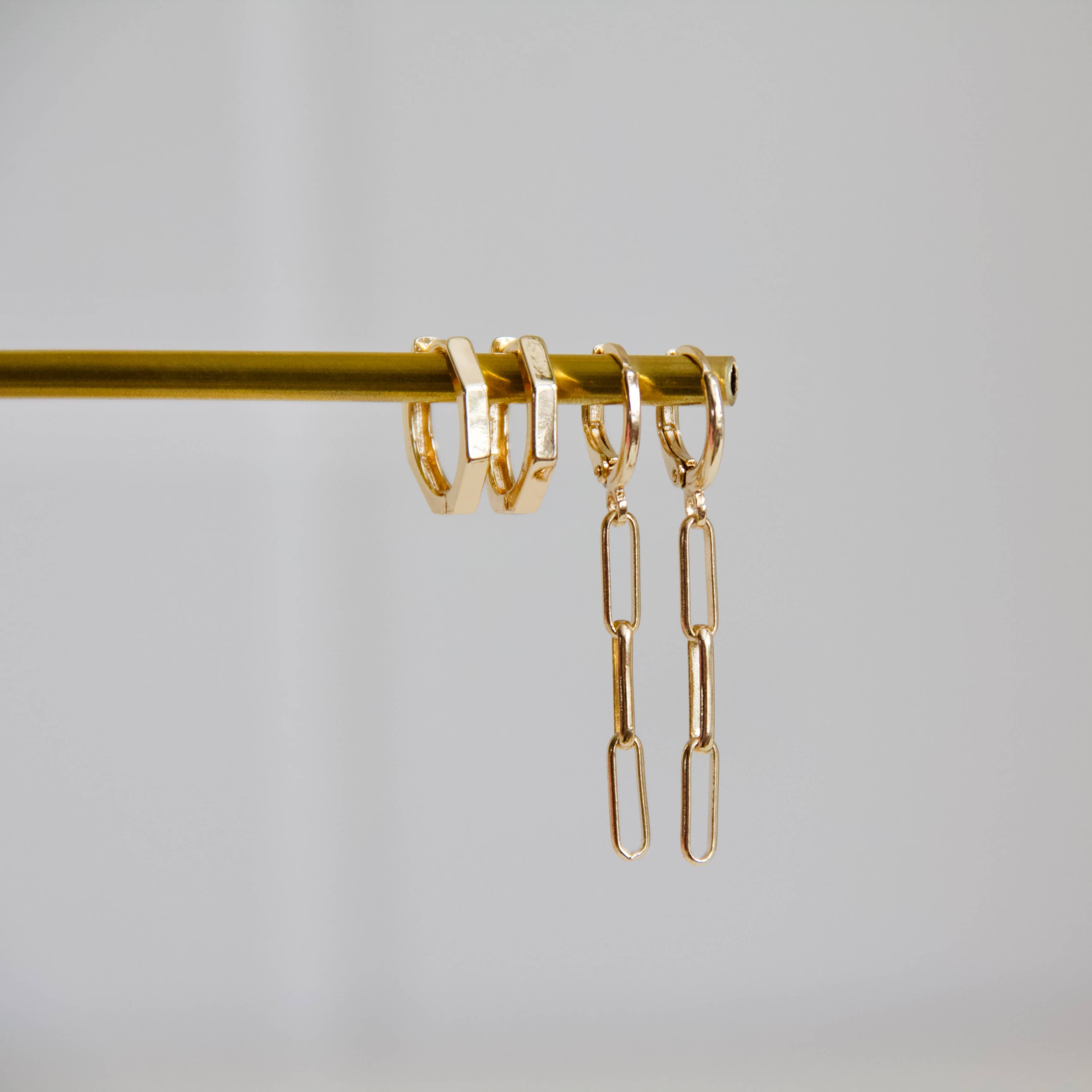 Hexagon Huggie Hoop Earrings