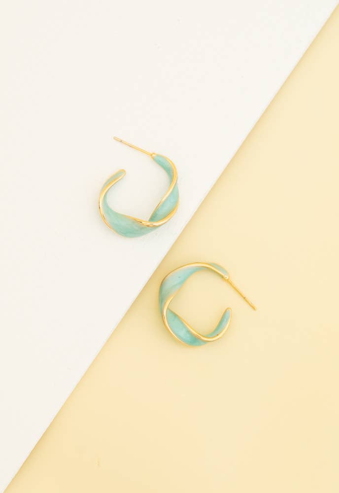 With a Twist Hoop Earrings in Mint